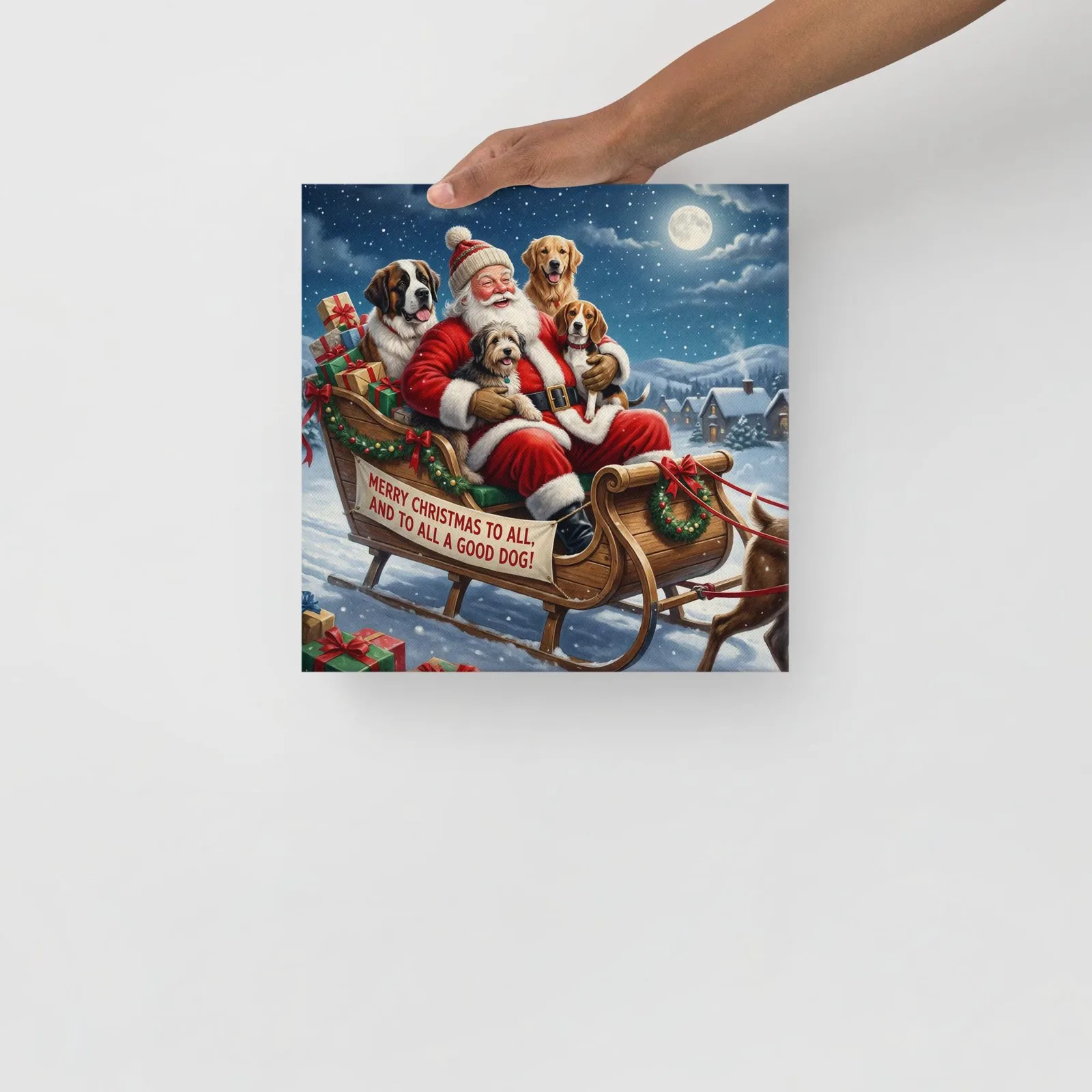 Santa With Dogs Christmas Canvas: Cheerful Holiday Wall Art for Dog Lovers, photo 2