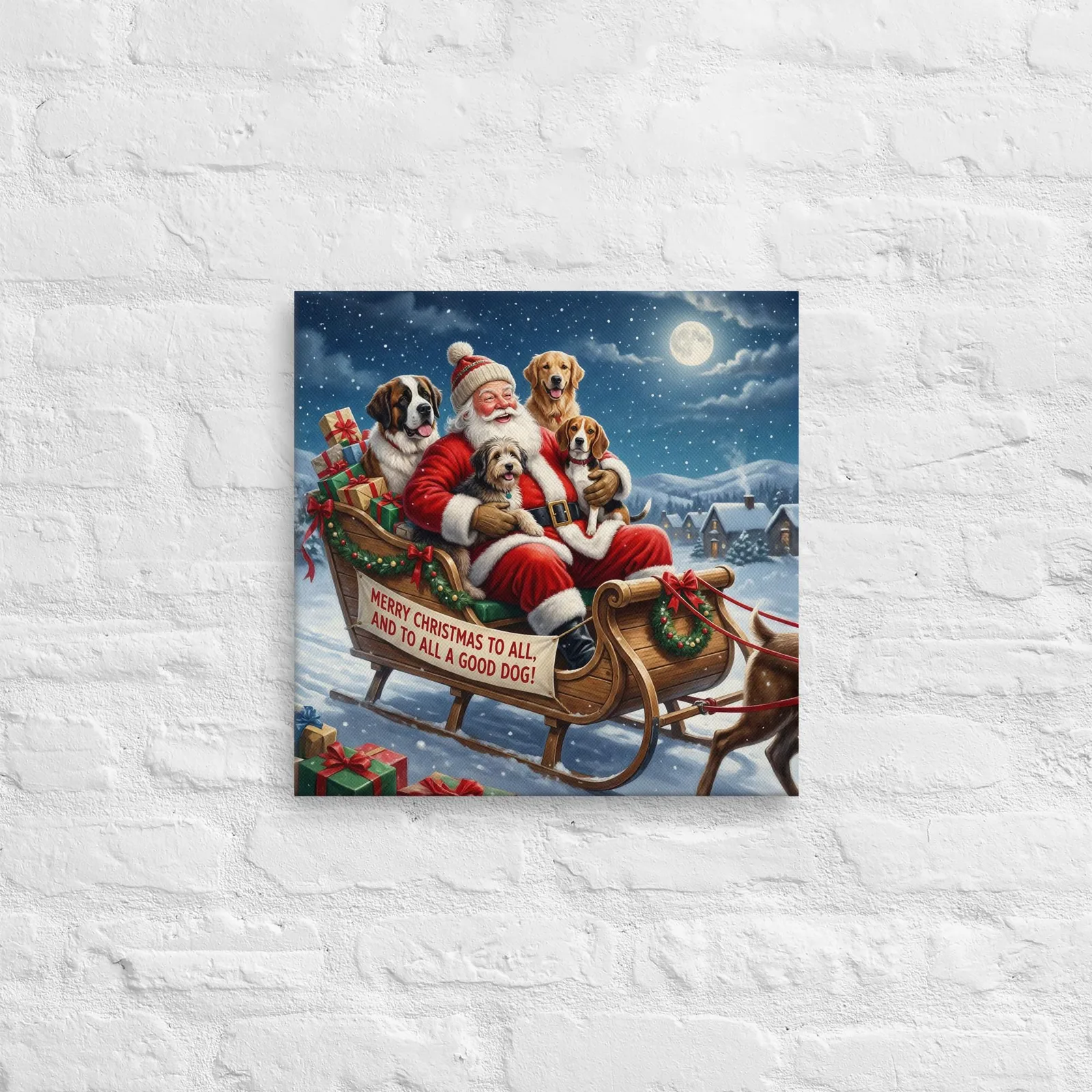 Santa With Dogs Christmas Canvas: Cheerful Holiday Wall Art for Dog Lovers, photo 7