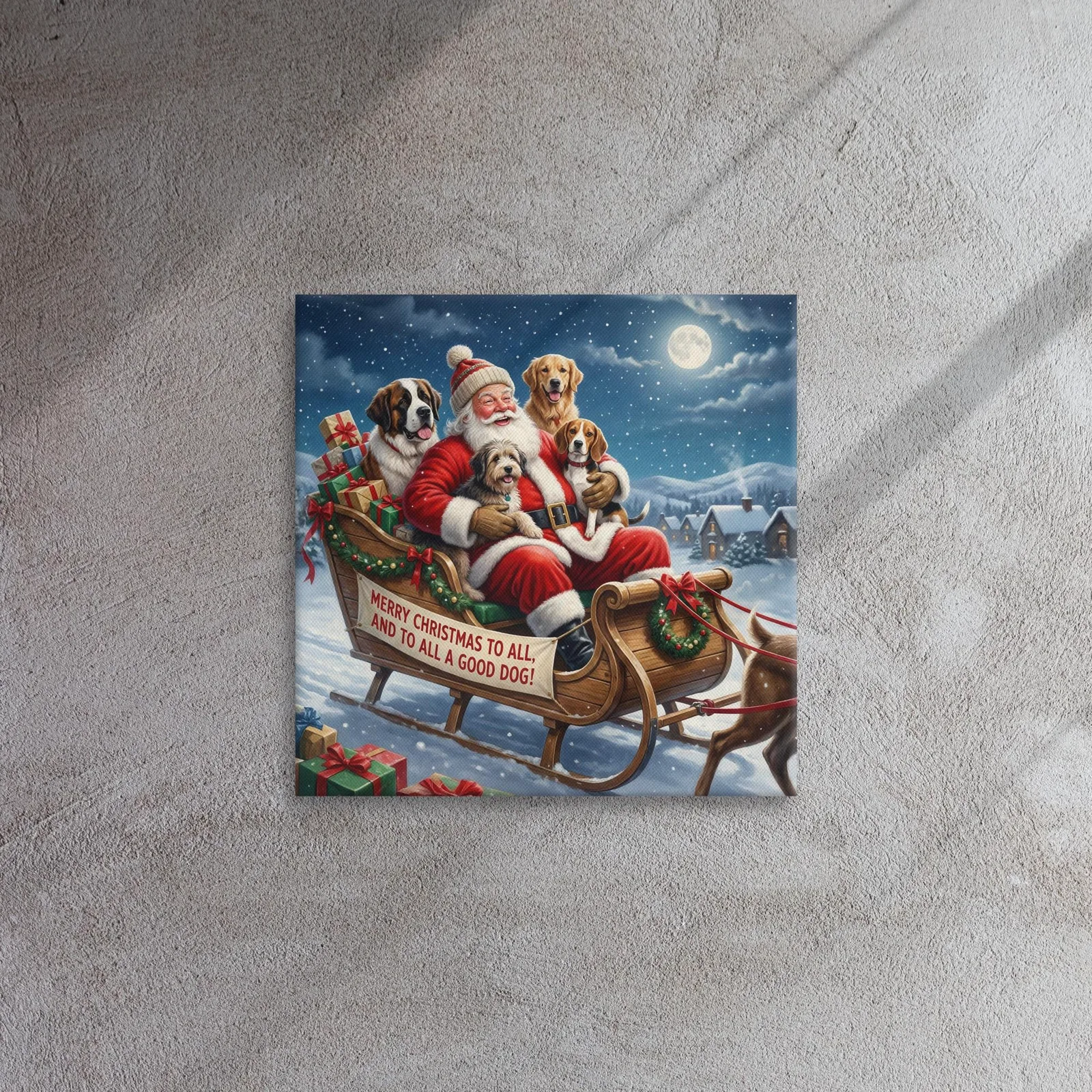 Santa With Dogs Christmas Canvas: Cheerful Holiday Wall Art for Dog Lovers, photo 5