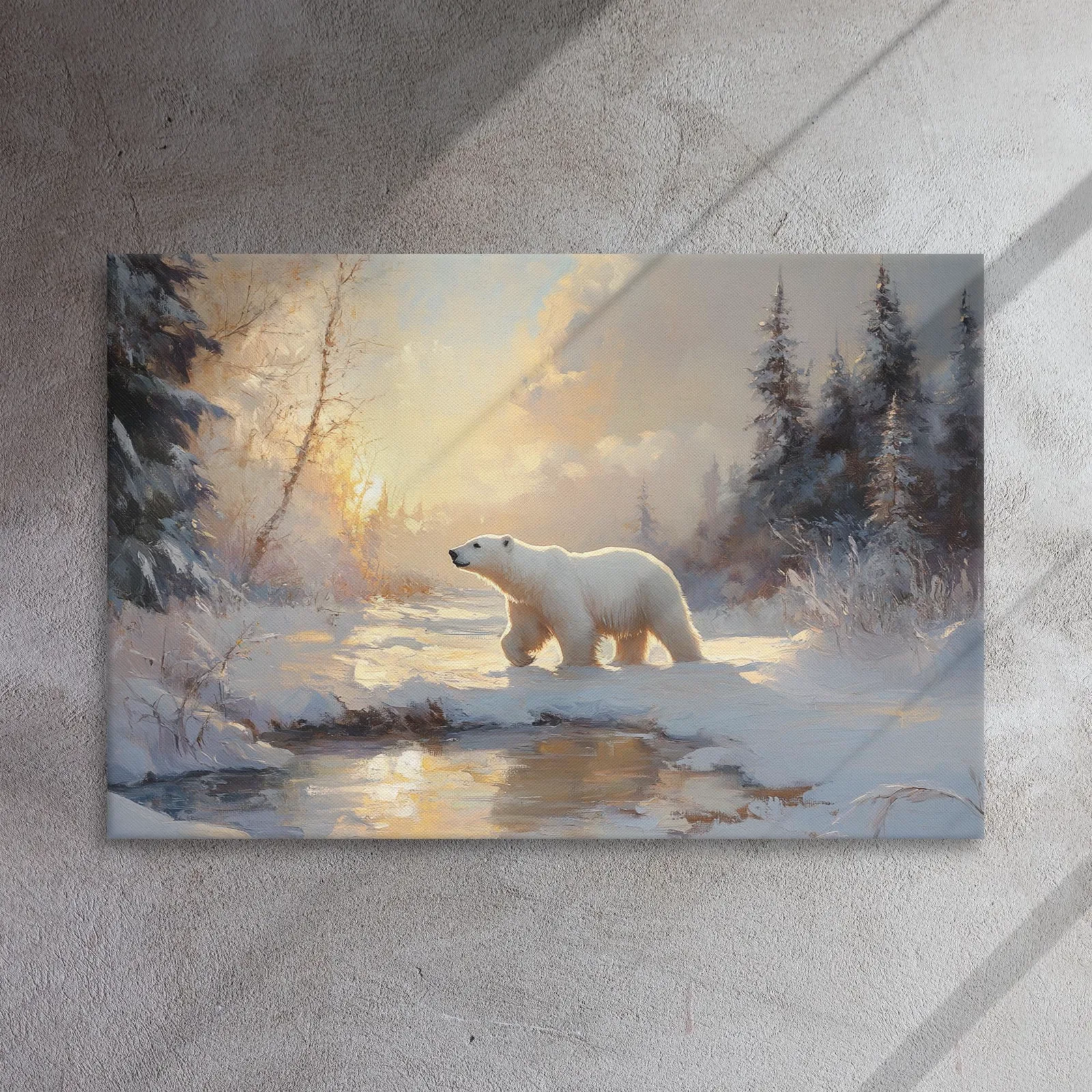 Serene Winter Polar Bear Thin Canvas: Peaceful Arctic Wildlife Wall Art, photo 2