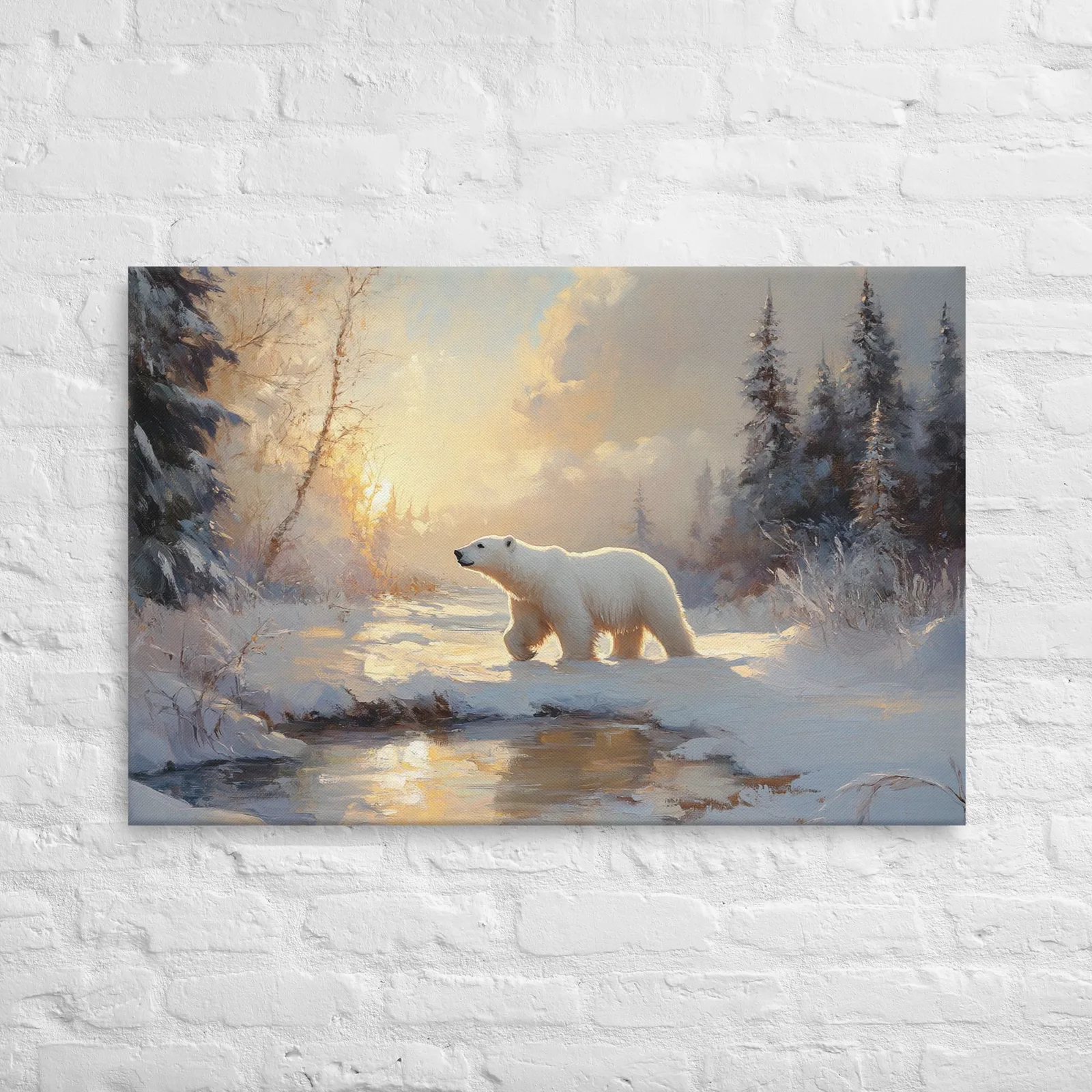 Serene Winter Polar Bear Thin Canvas: Peaceful Arctic Wildlife Wall Art, photo 4