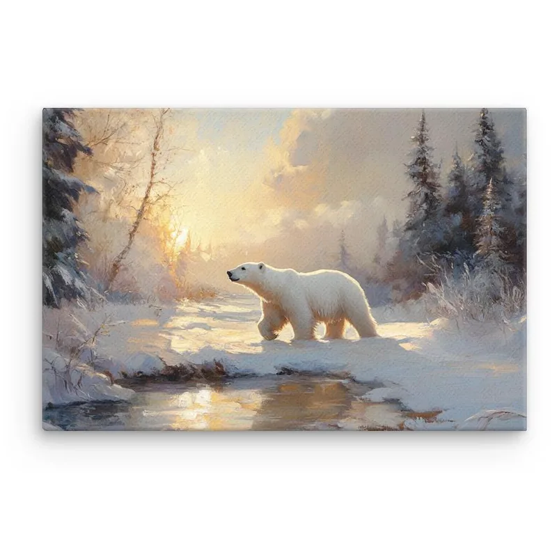 Serene Winter Polar Bear Thin Canvas: Peaceful Arctic Wildlife Wall Art