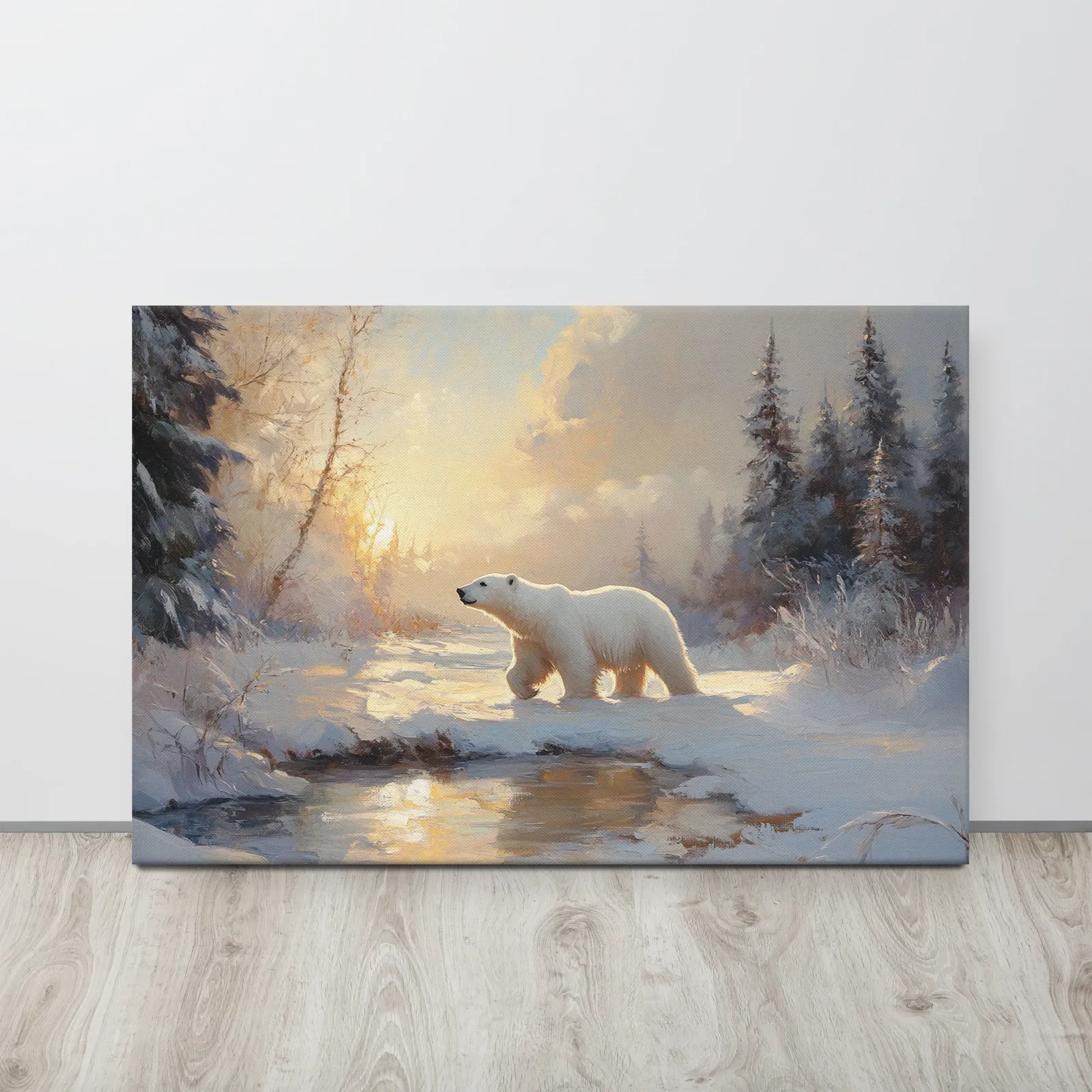 Serene Winter Polar Bear Thin Canvas: Peaceful Arctic Wildlife Wall Art, photo 3