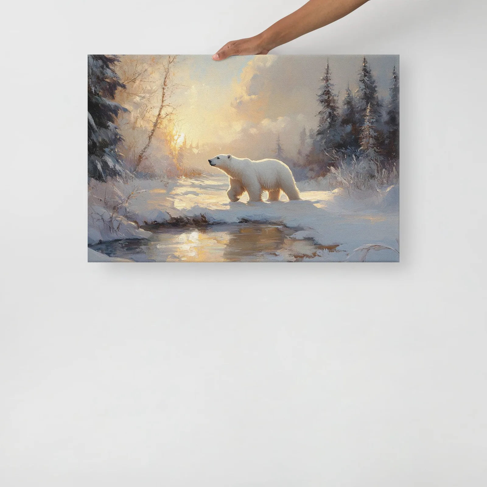 Serene Winter Polar Bear Thin Canvas: Peaceful Arctic Wildlife Wall Art, photo 6