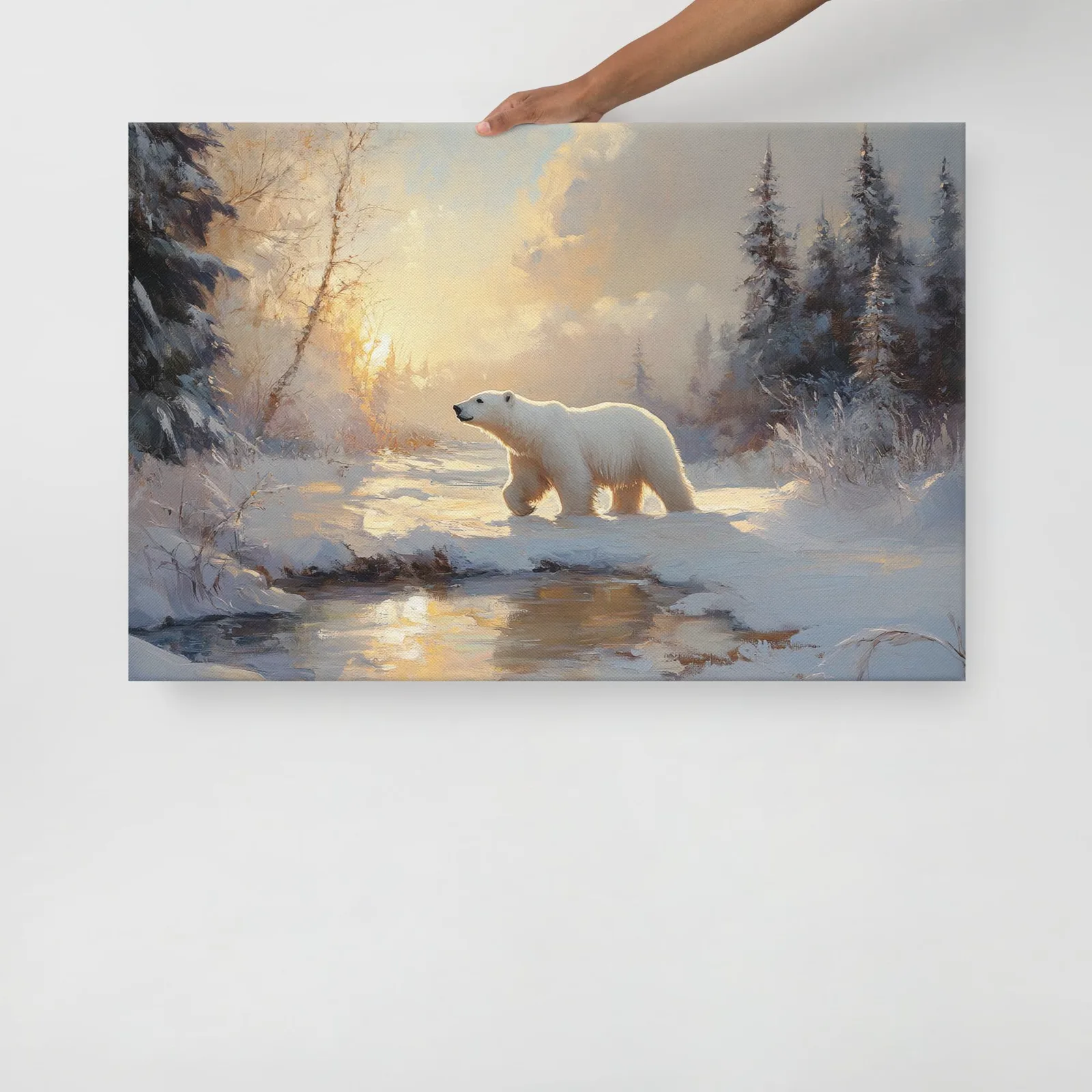 Serene Winter Polar Bear Thin Canvas: Peaceful Arctic Wildlife Wall Art, photo 7