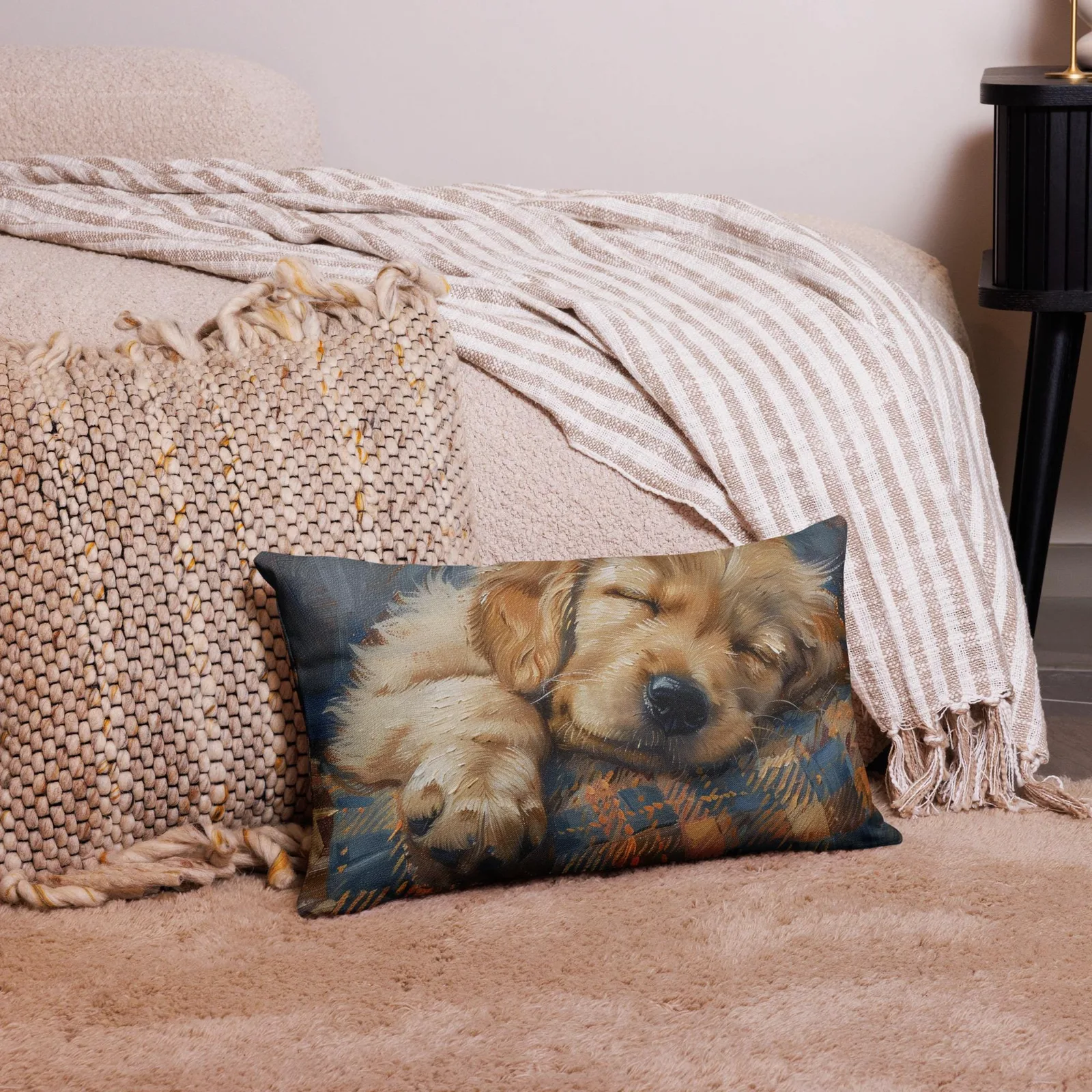 Sleeping Puppy Throw Pillow: Cozy Dog Lover Decor, photo 6