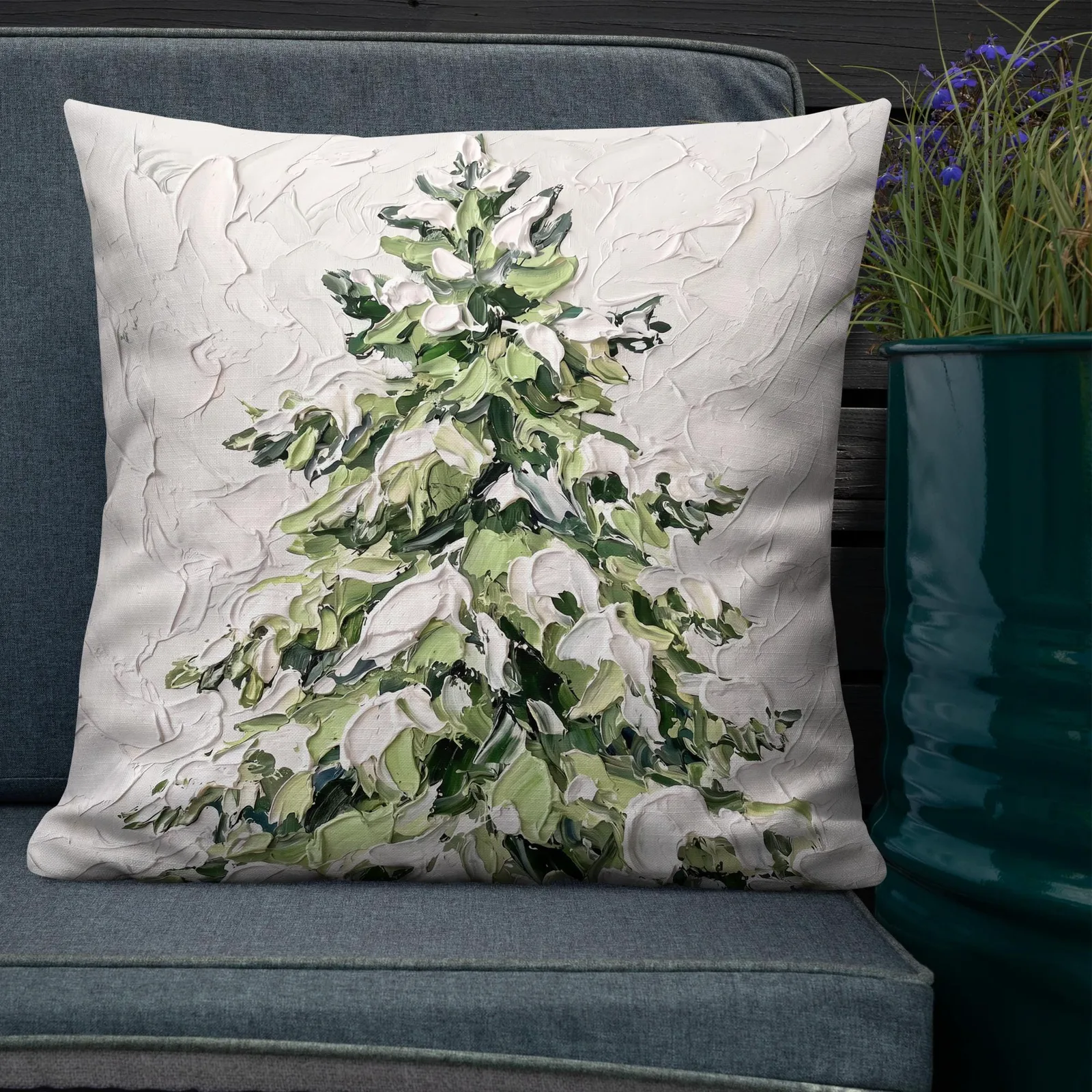Snowy Fir Tree Throw Pillow: Cozy Winter Home decor Cushion, photo 10