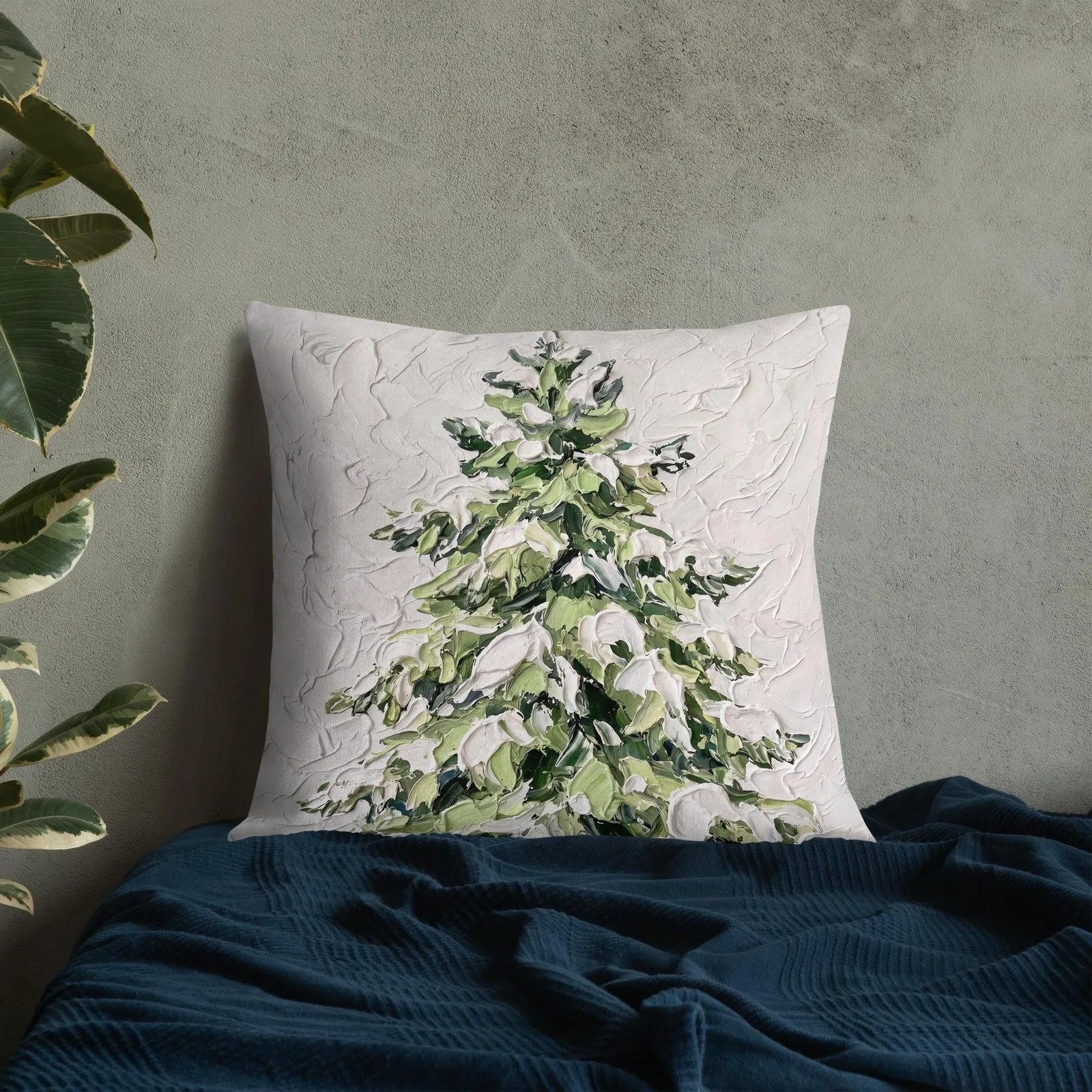 Snowy Fir Tree Throw Pillow: Cozy Winter Home decor Cushion, photo 5