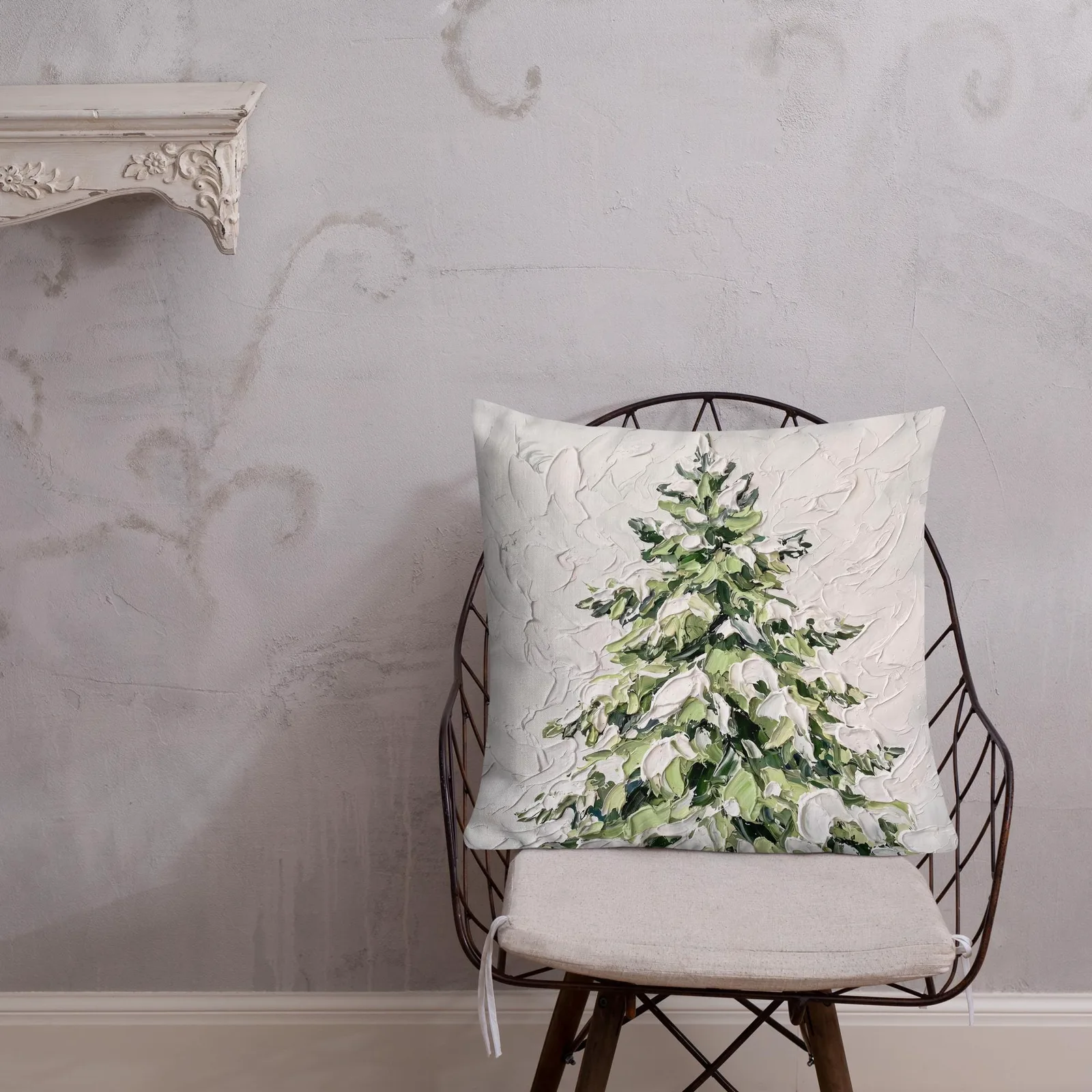 Snowy Fir Tree Throw Pillow: Cozy Winter Home decor Cushion, photo 3
