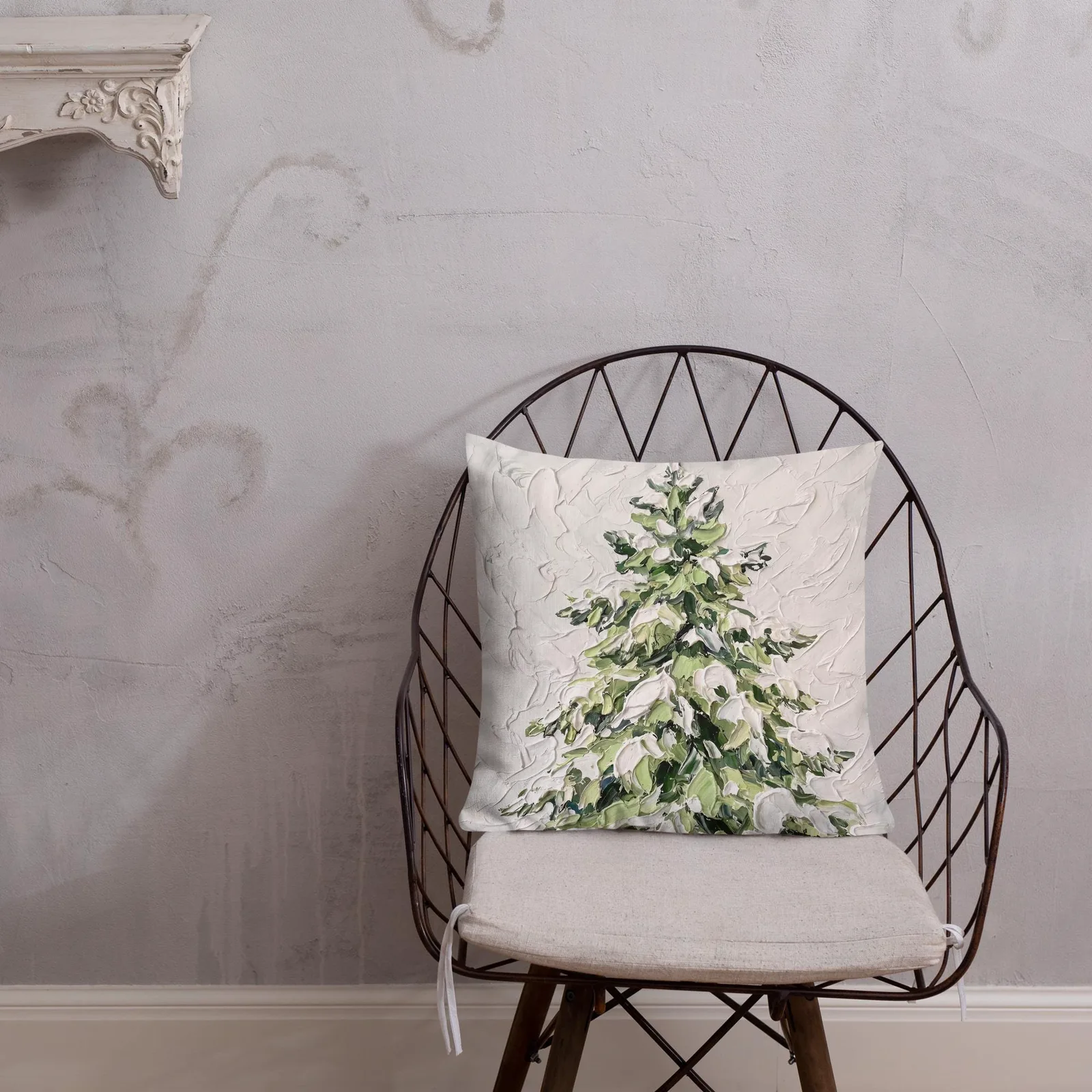 Snowy Fir Tree Throw Pillow: Cozy Winter Home decor Cushion, photo 2