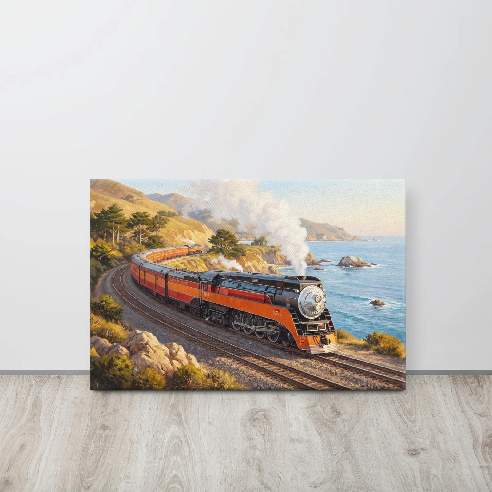 Southern Pacific GS-4 “Daylight” Train Thin Canvas: Vintage 1940s Steam Locomotive Wall Art, photo 4