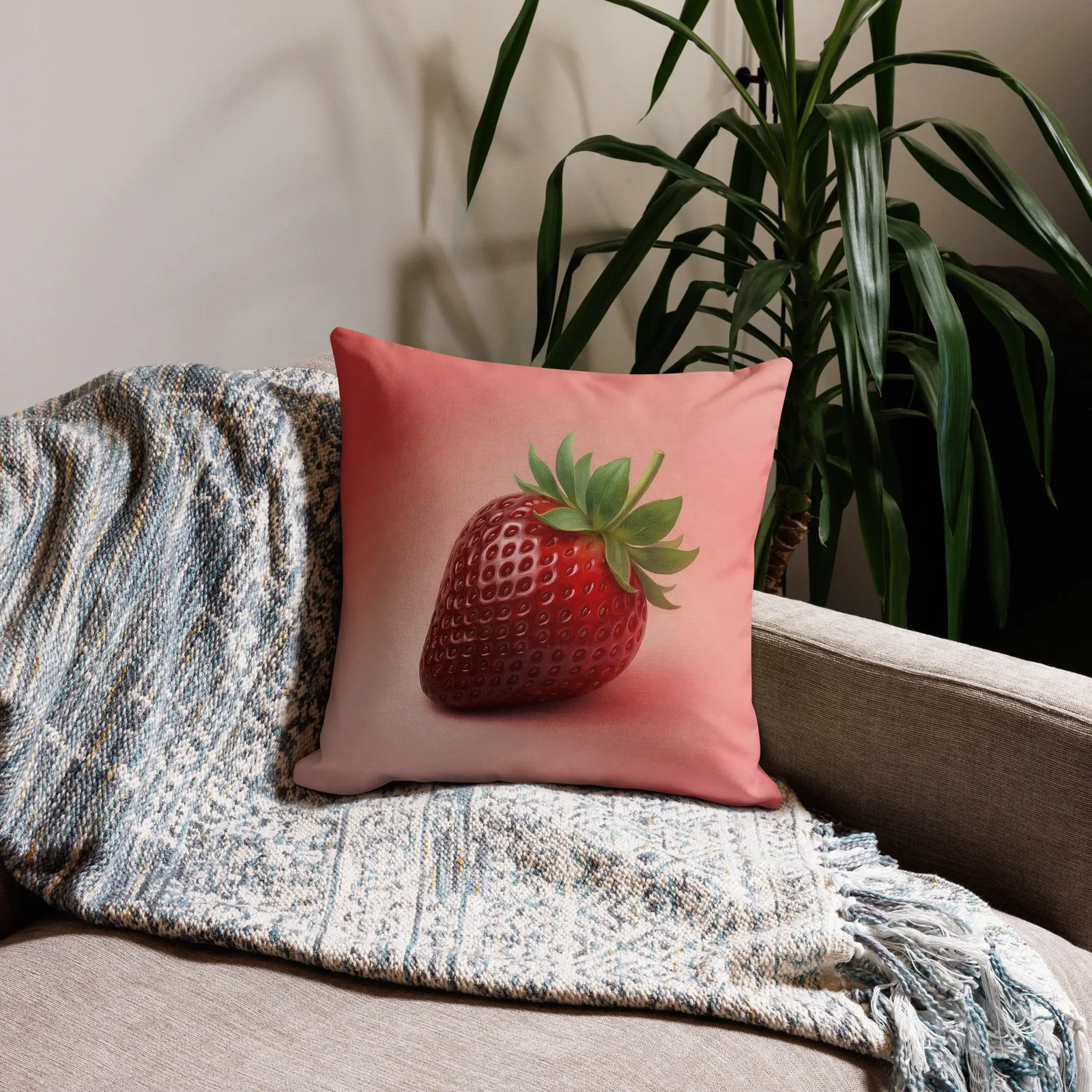Strawberry Throw Pillow: Summer Fruit Kitchen Decor, photo 7