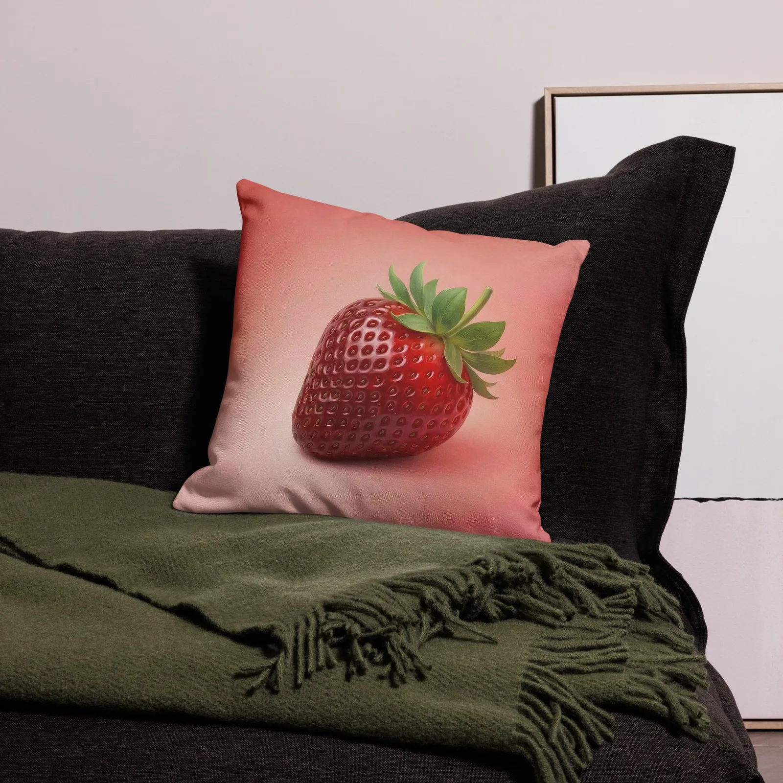 Strawberry Throw Pillow: Summer Fruit Kitchen Decor, photo 5