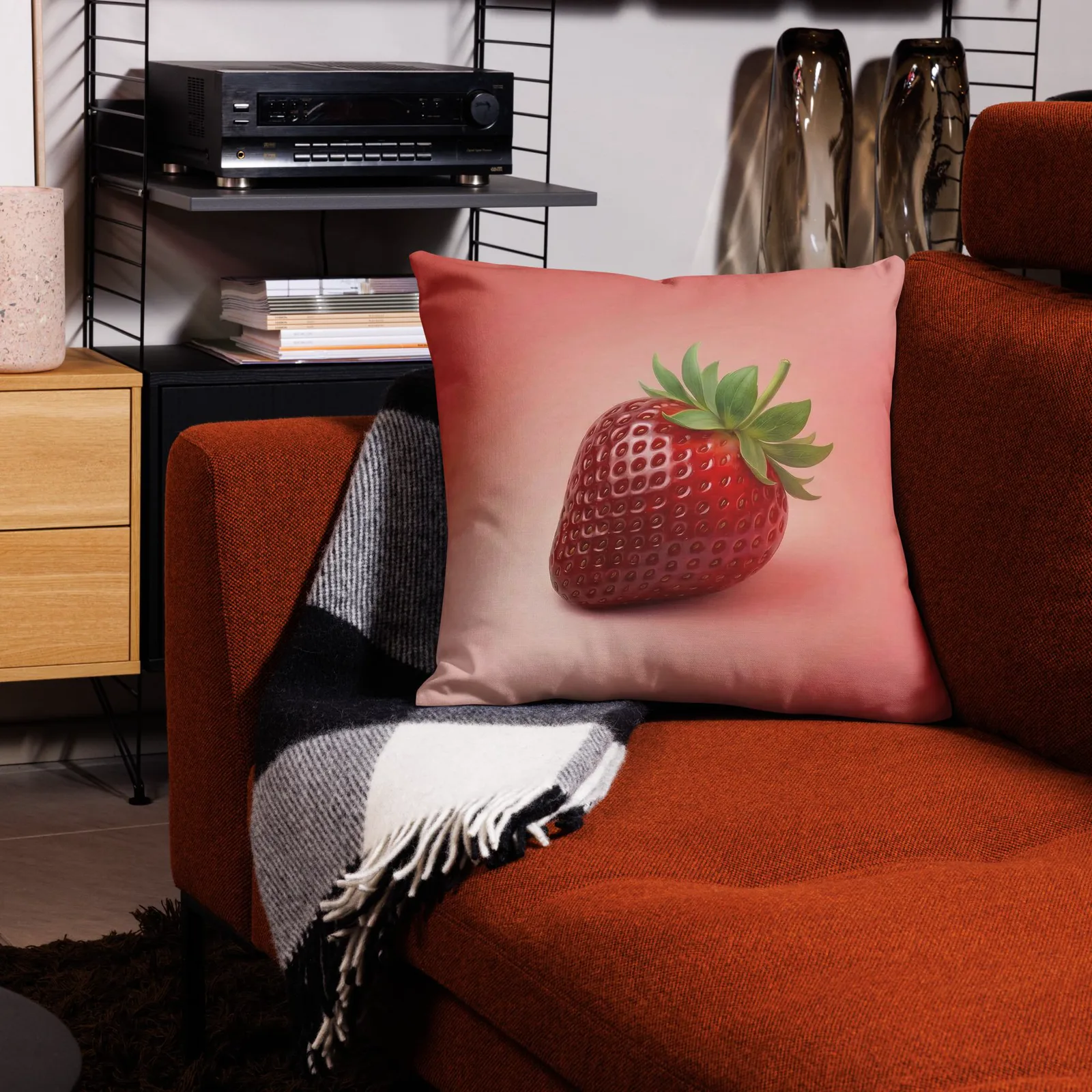 Strawberry Throw Pillow: Summer Fruit Kitchen Decor, photo 4