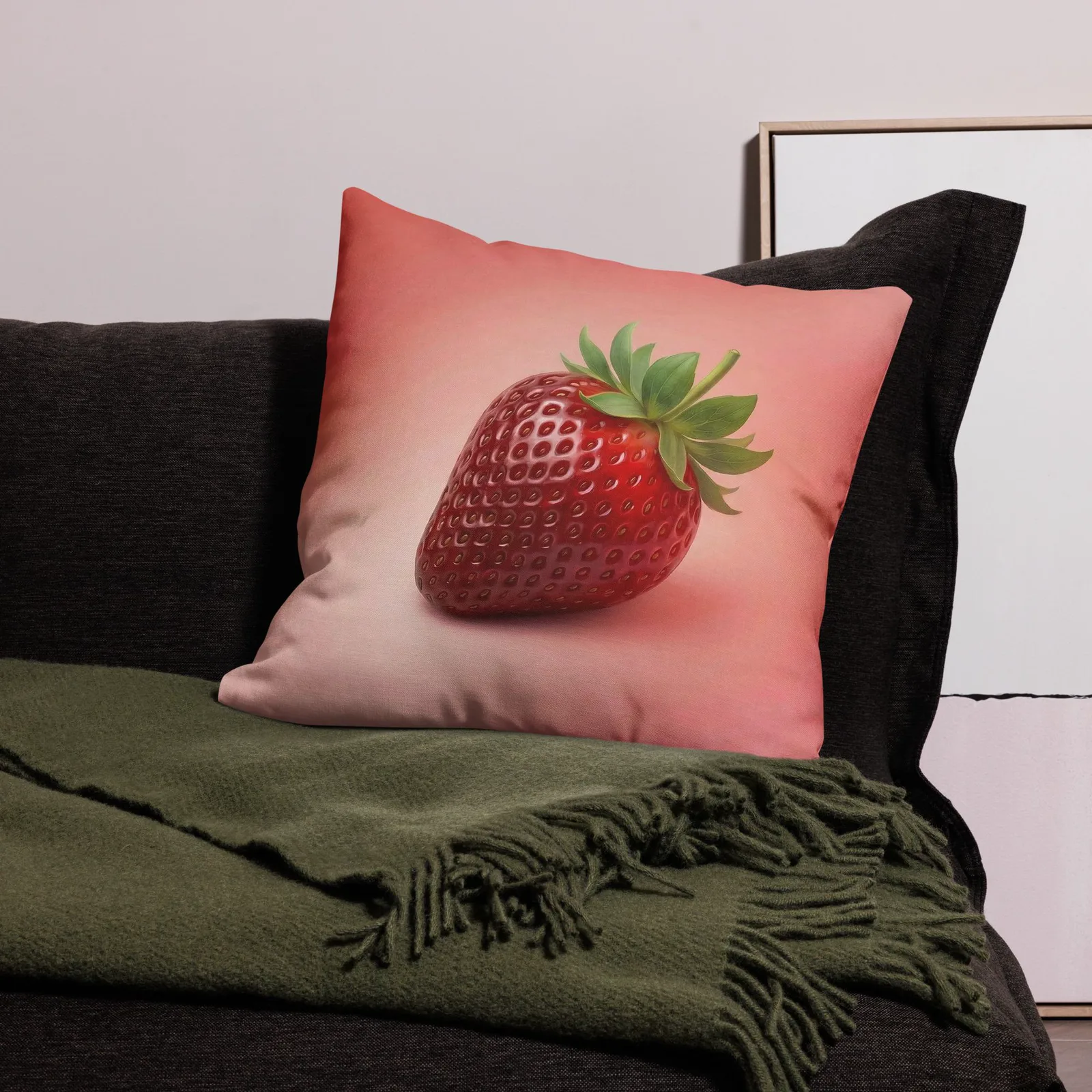 Strawberry Throw Pillow: Summer Fruit Kitchen Decor, photo 6