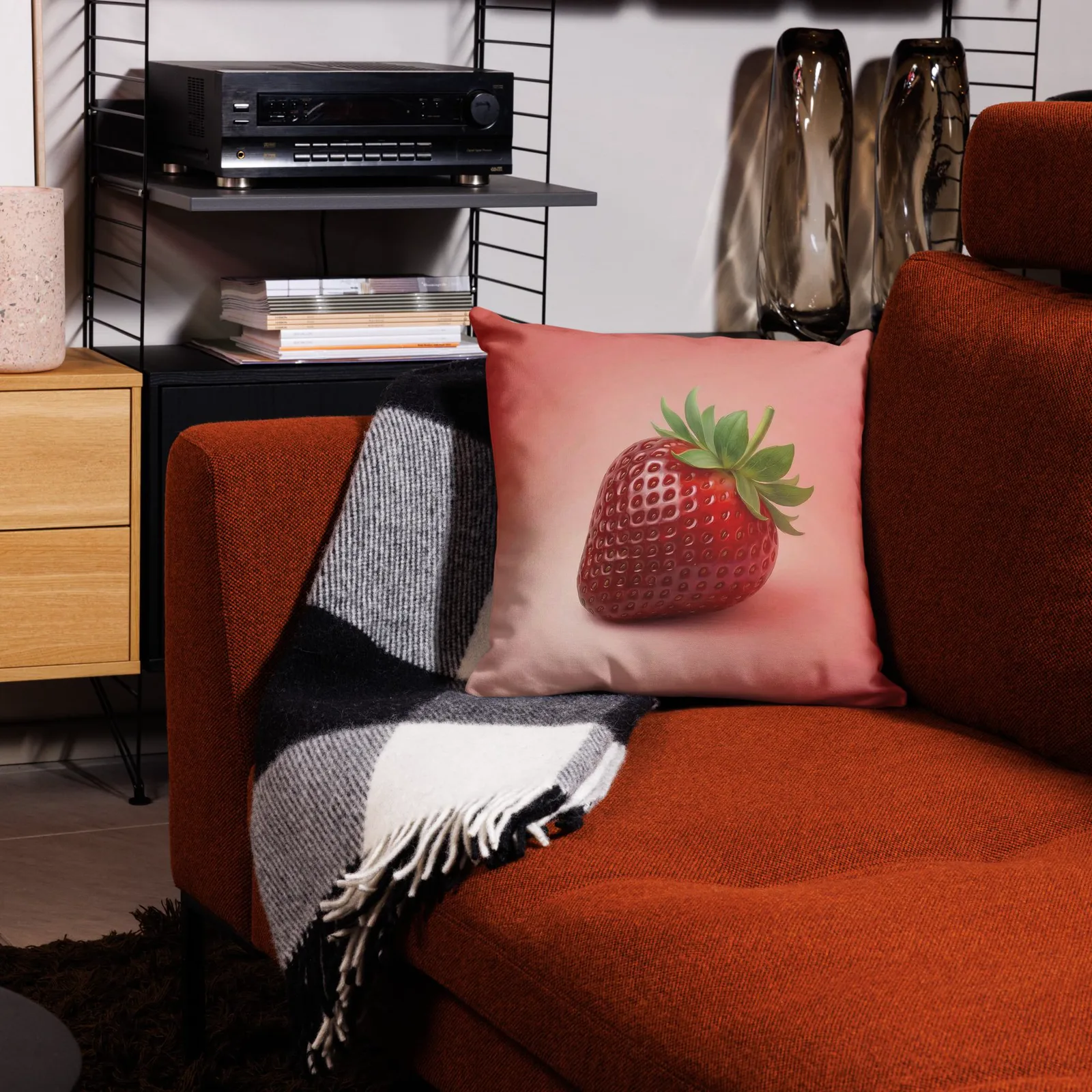 Strawberry Throw Pillow: Summer Fruit Kitchen Decor, photo 3
