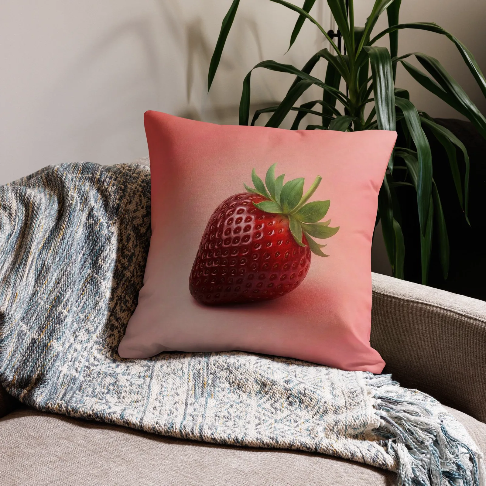 Strawberry Throw Pillow: Summer Fruit Kitchen Decor, photo 8