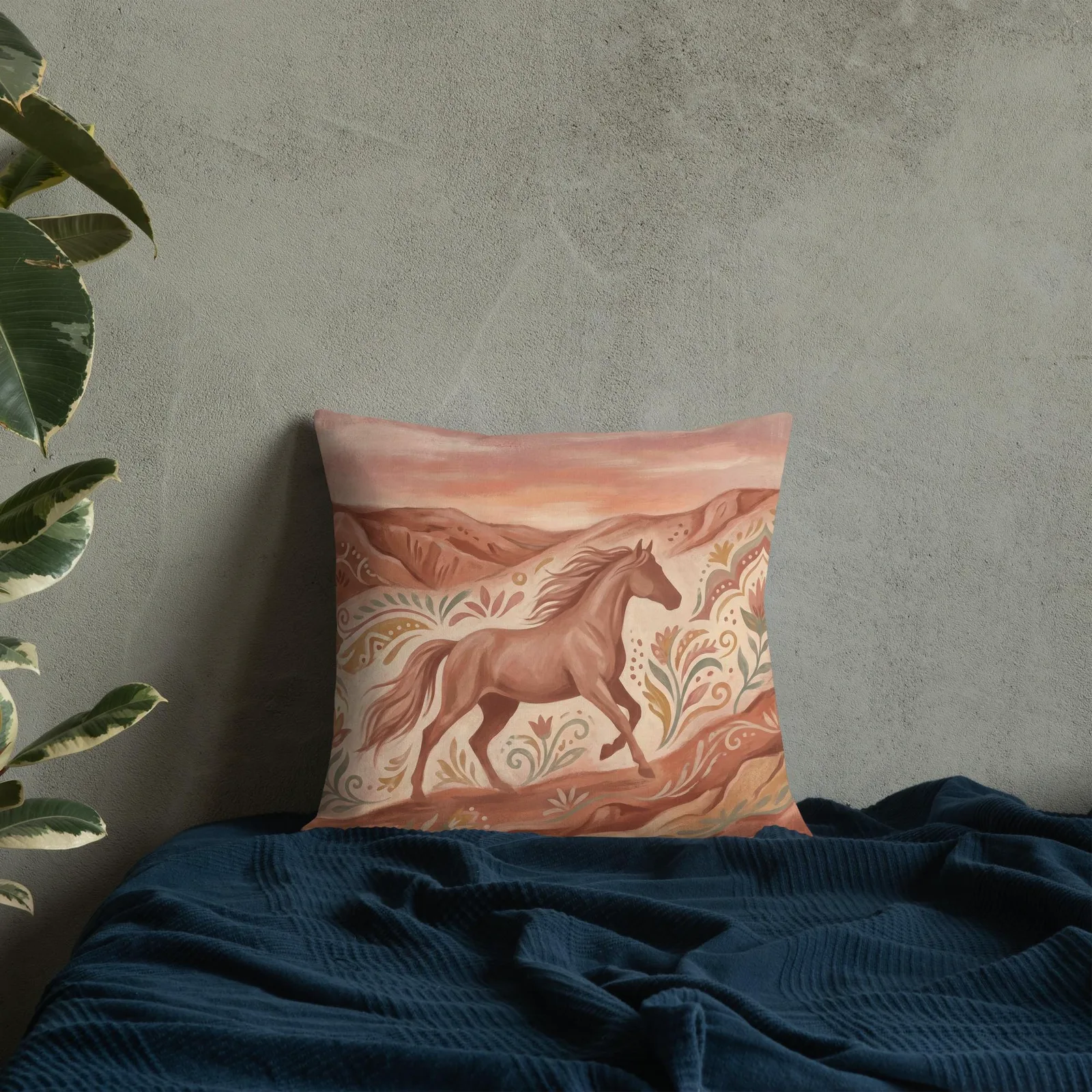 Terracotta Desert Horse Pillow: Folk Art Southwest Decor, photo 8
