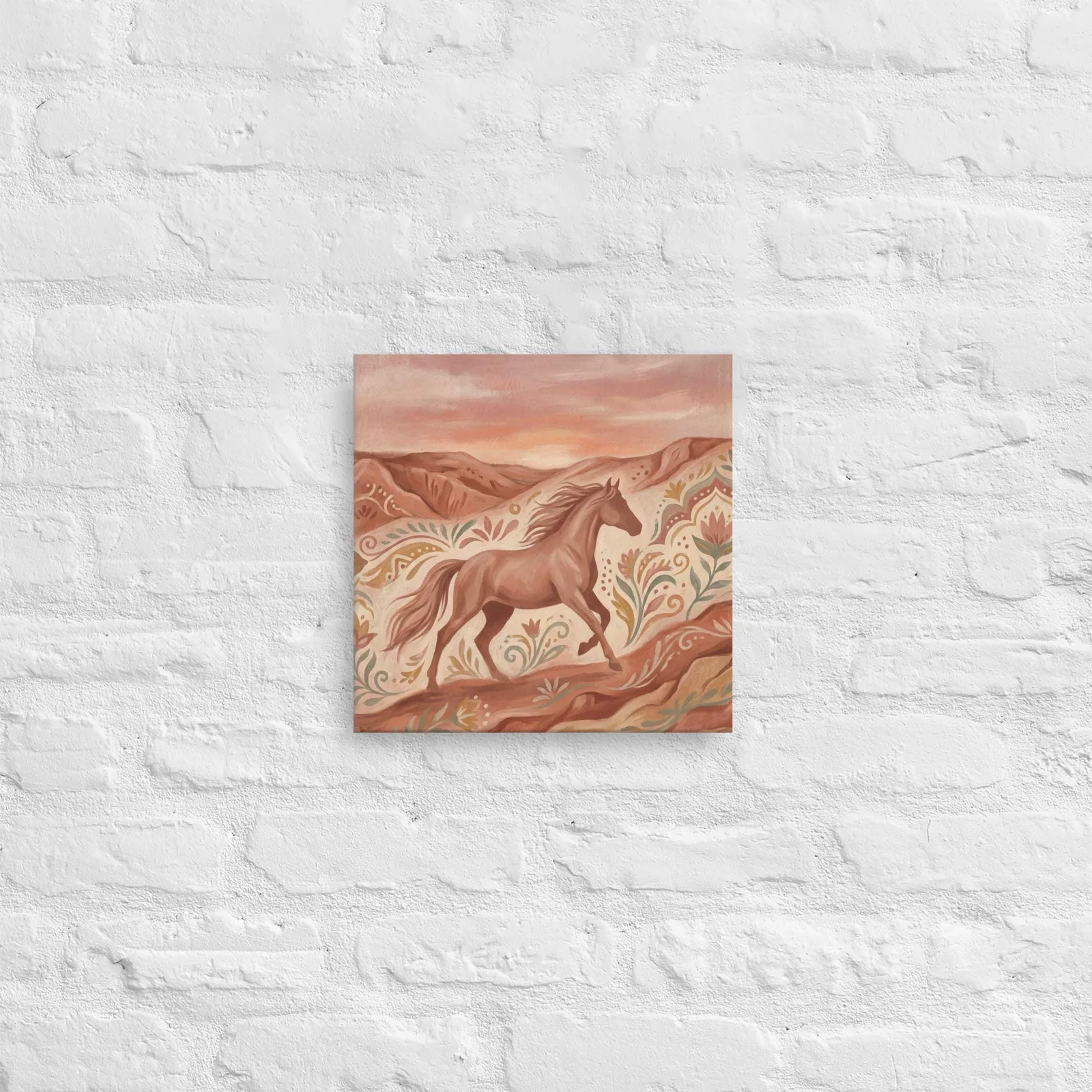Terracotta Wild Horse Thin Canvas: Desert Horse Folk Art Wall Decor, photo 5