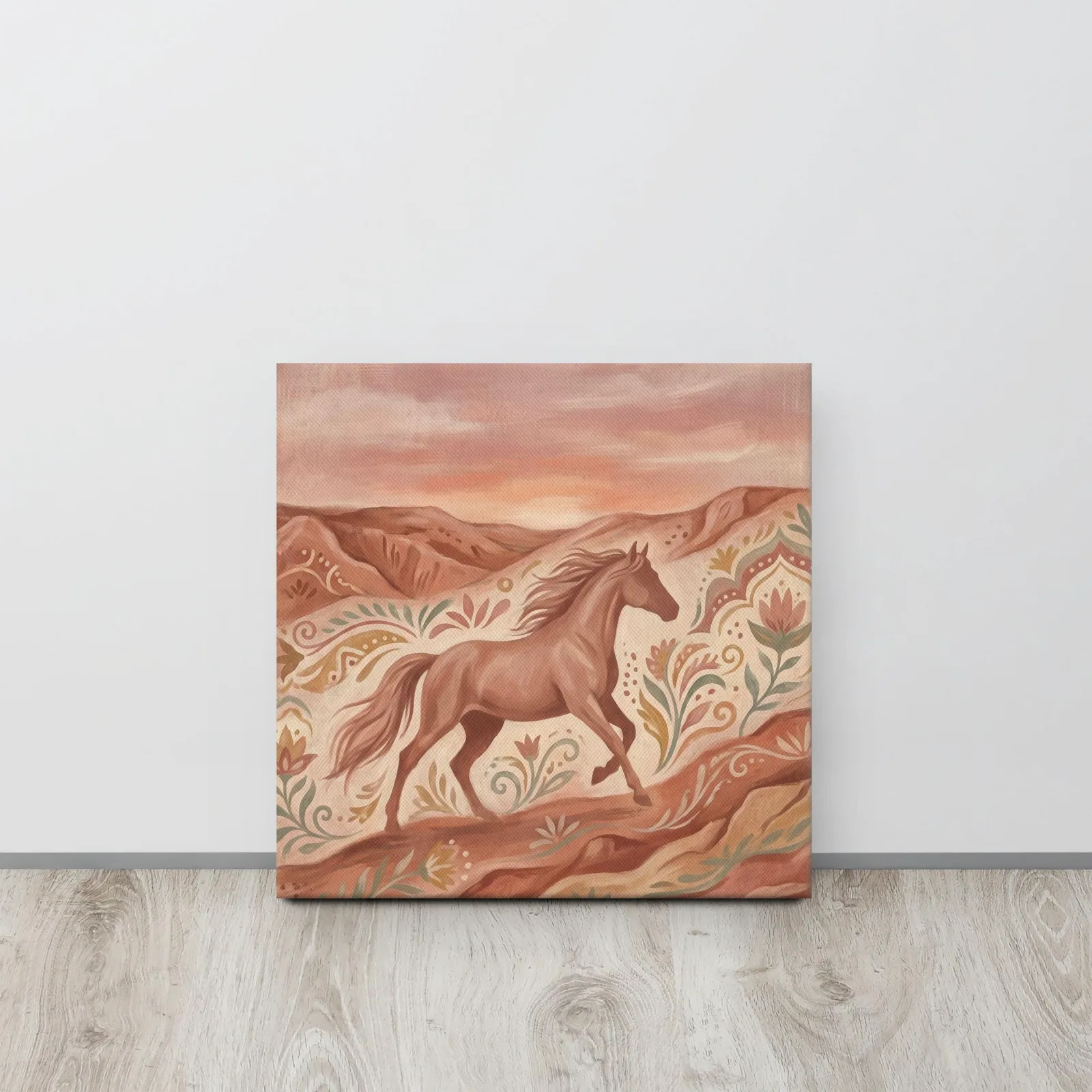Terracotta Wild Horse Thin Canvas: Desert Horse Folk Art Wall Decor, photo 8