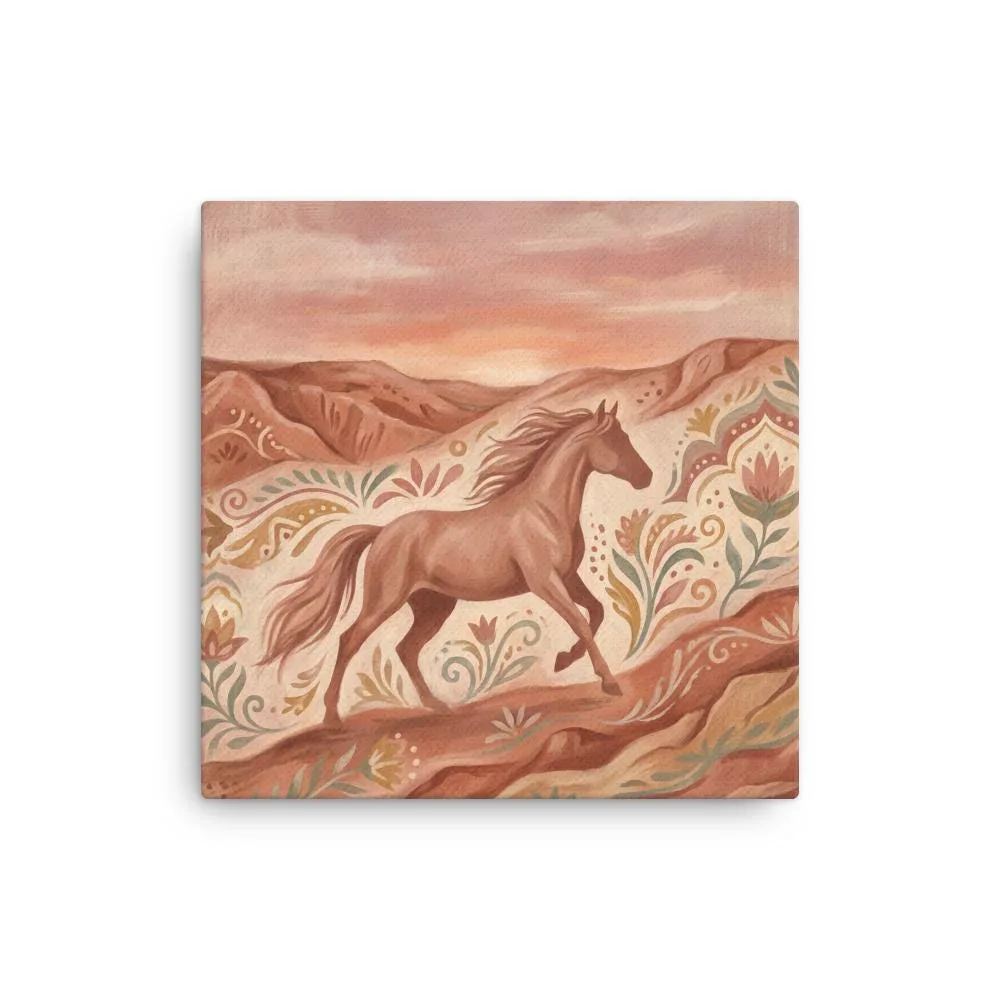 Terracotta Wild Horse Thin Canvas: Desert Horse Folk Art Wall Decor, photo 2