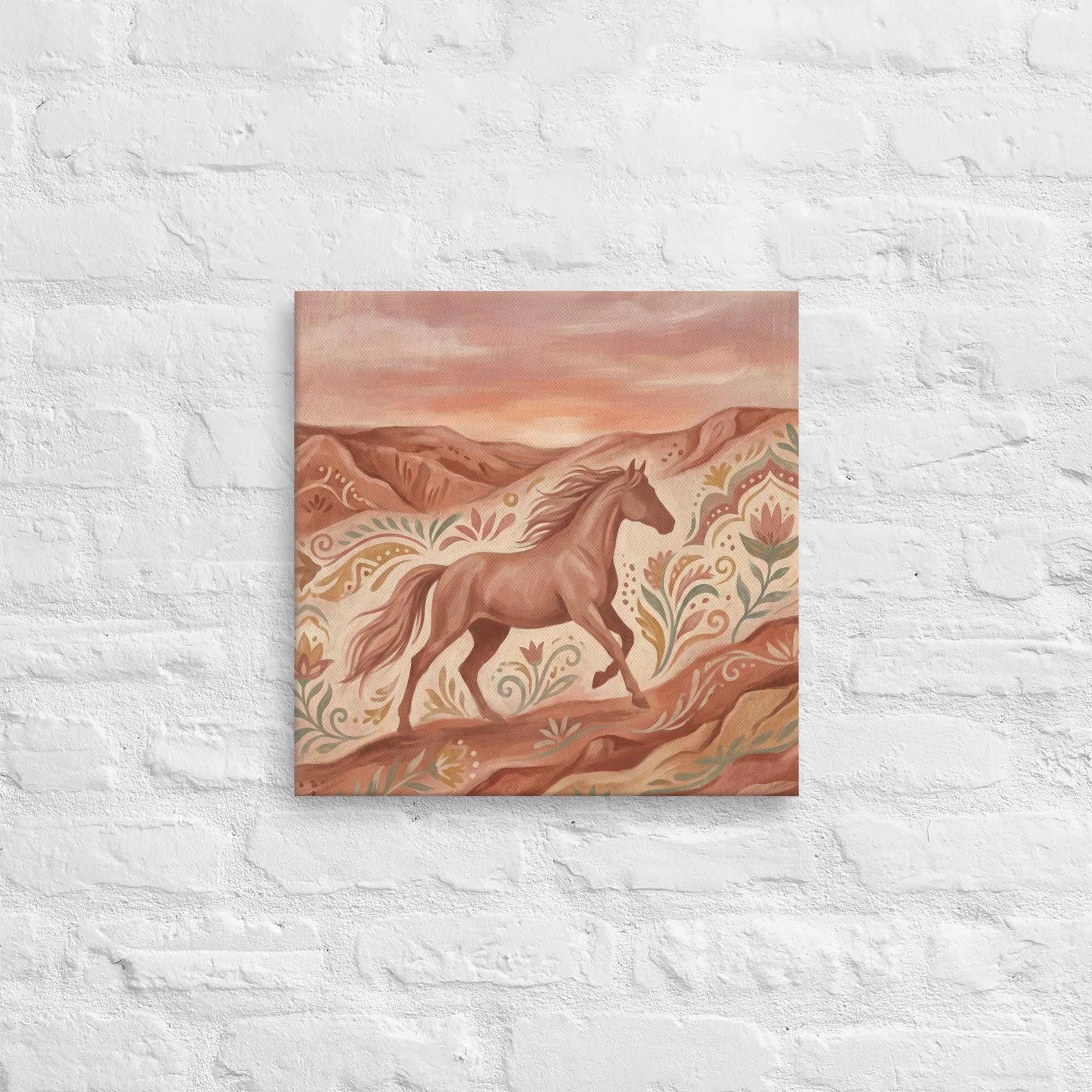 Terracotta Wild Horse Thin Canvas: Desert Horse Folk Art Wall Decor, photo 6