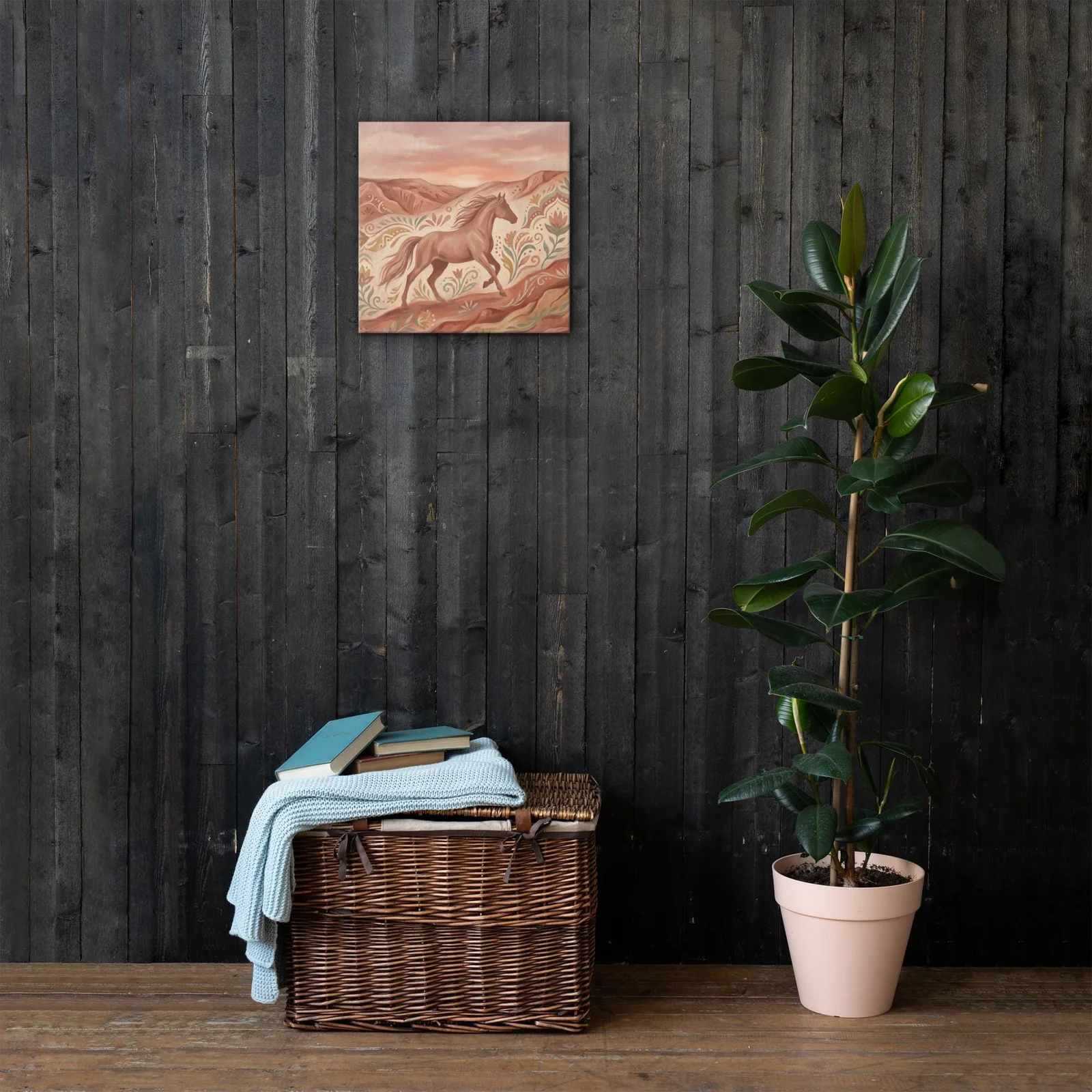 Terracotta Wild Horse Thin Canvas: Desert Horse Folk Art Wall Decor, photo 9