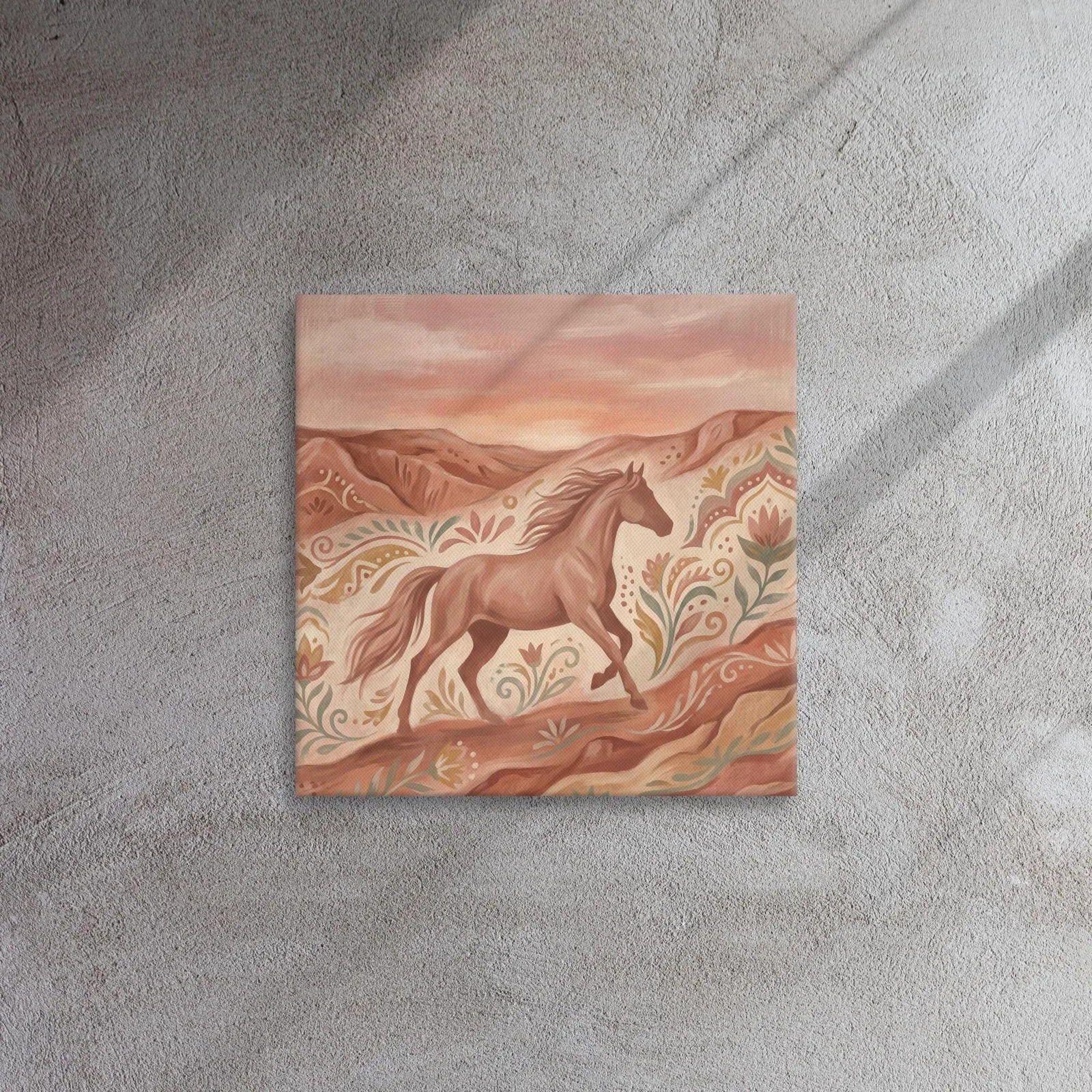Terracotta Wild Horse Thin Canvas: Desert Horse Folk Art Wall Decor, photo 4