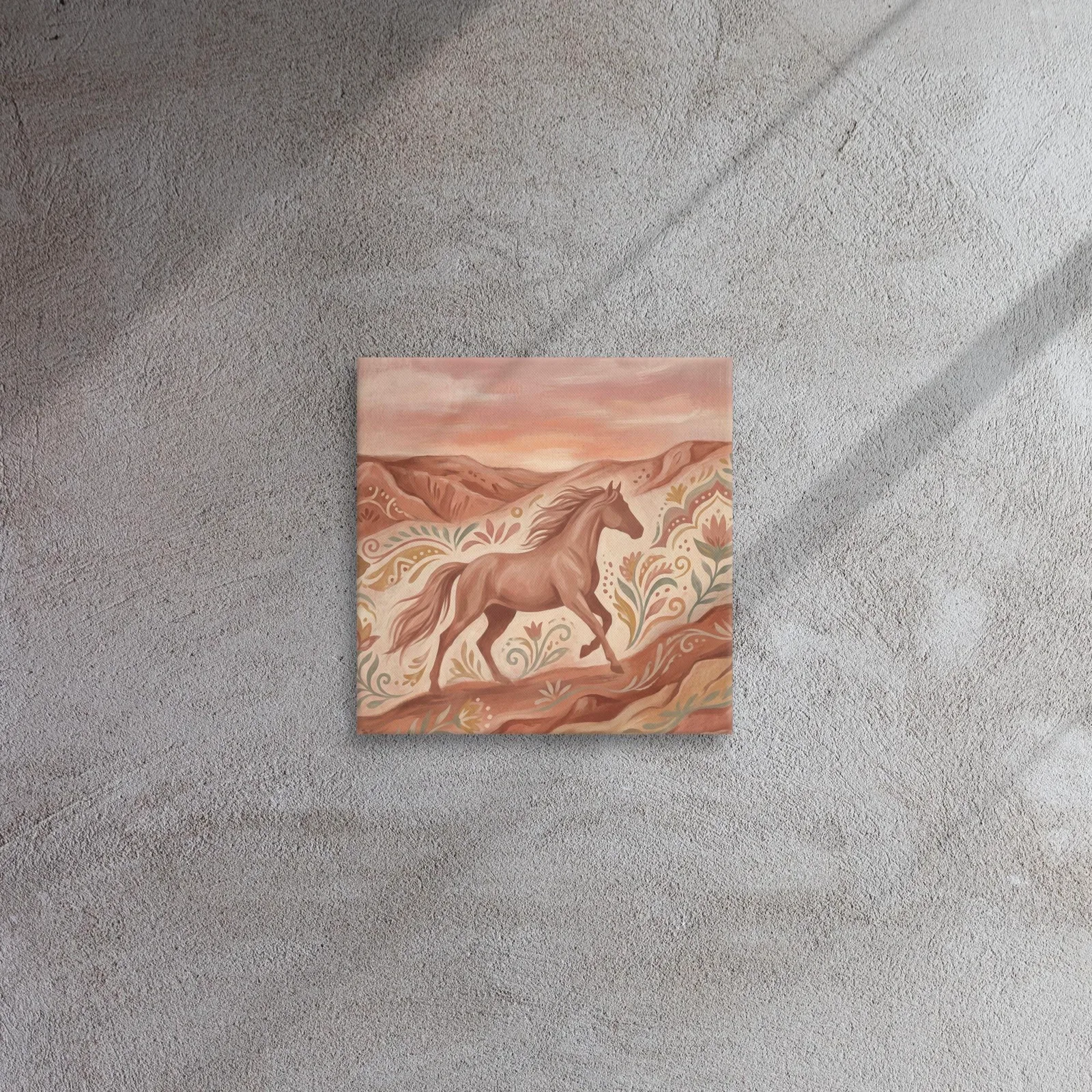 Terracotta Wild Horse Thin Canvas: Desert Horse Folk Art Wall Decor, photo 3