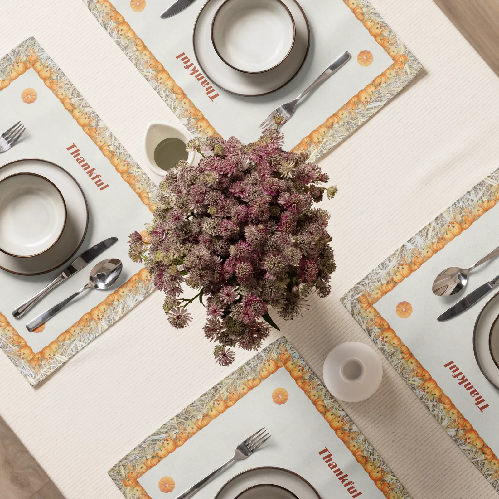 Thankful Autumn Placemats Set of 4: Fall Harvest Table Decor, photo 6