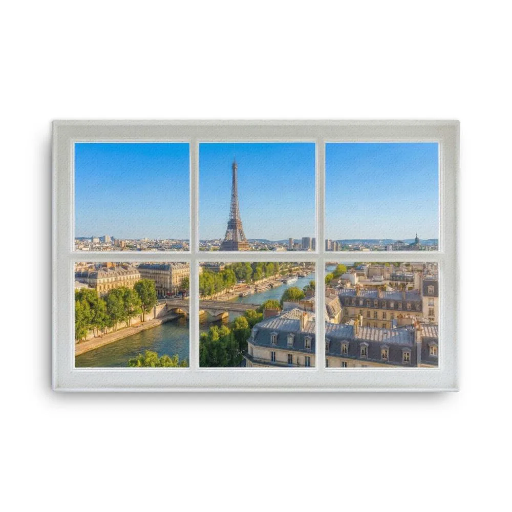 Thin Canvas Eiffel Tower Window View : Paris View Decor Wall Art, photo 2