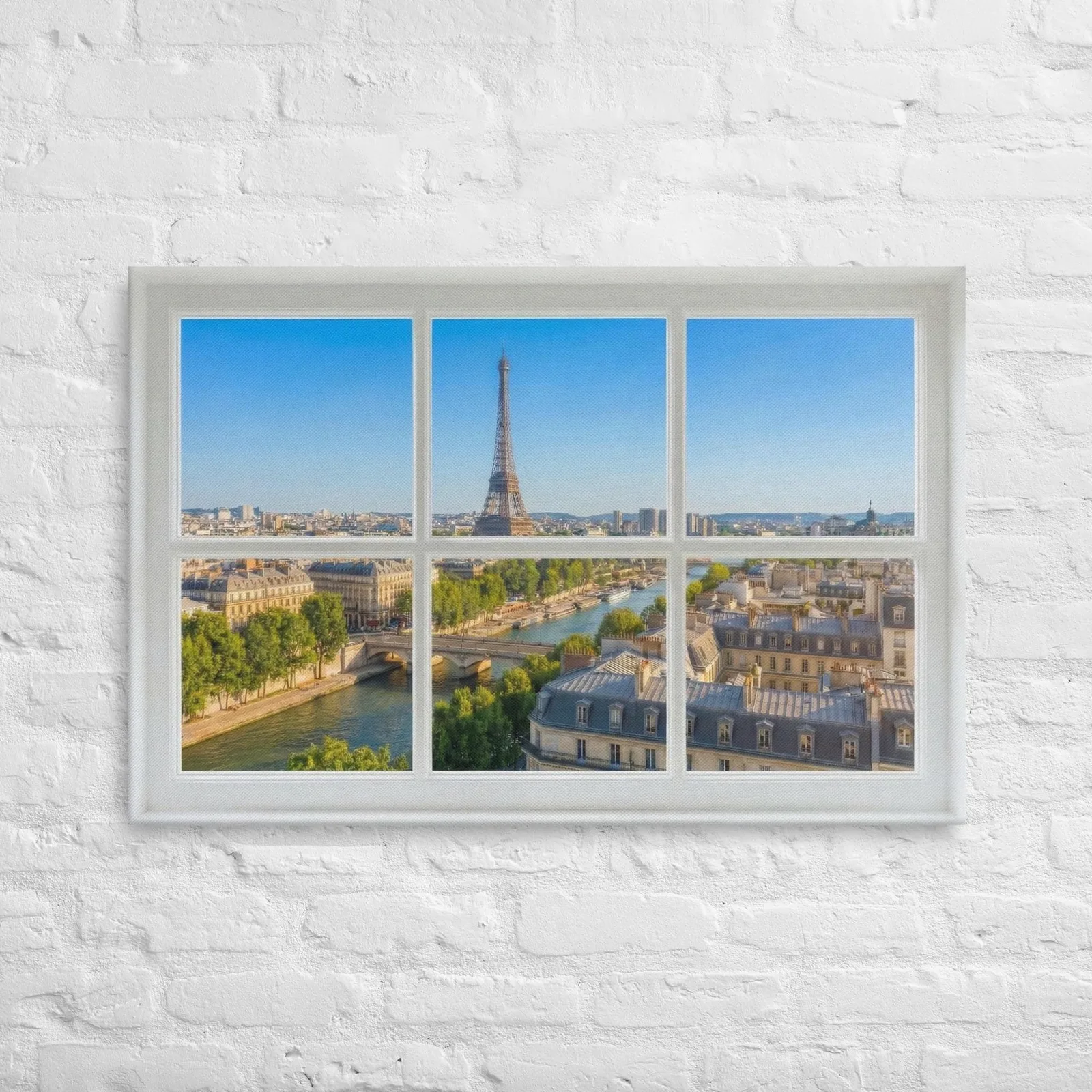 Thin Canvas Eiffel Tower Window View : Paris View Decor Wall Art