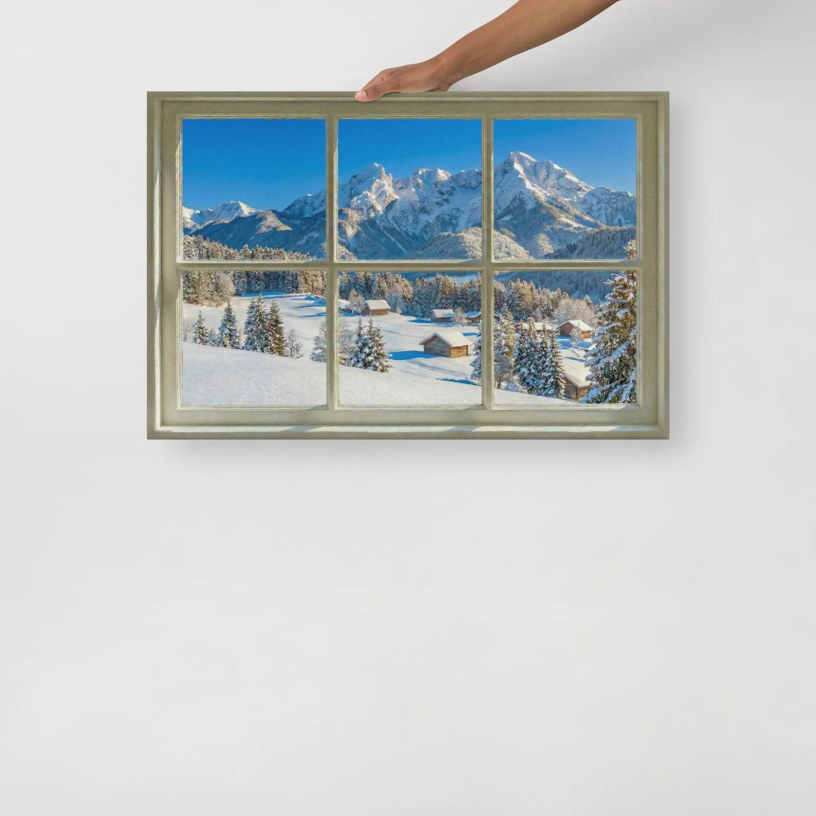 Thin Canvas Snowy Mountain Window View: Winter Mountain Decor Wall Art, photo 10
