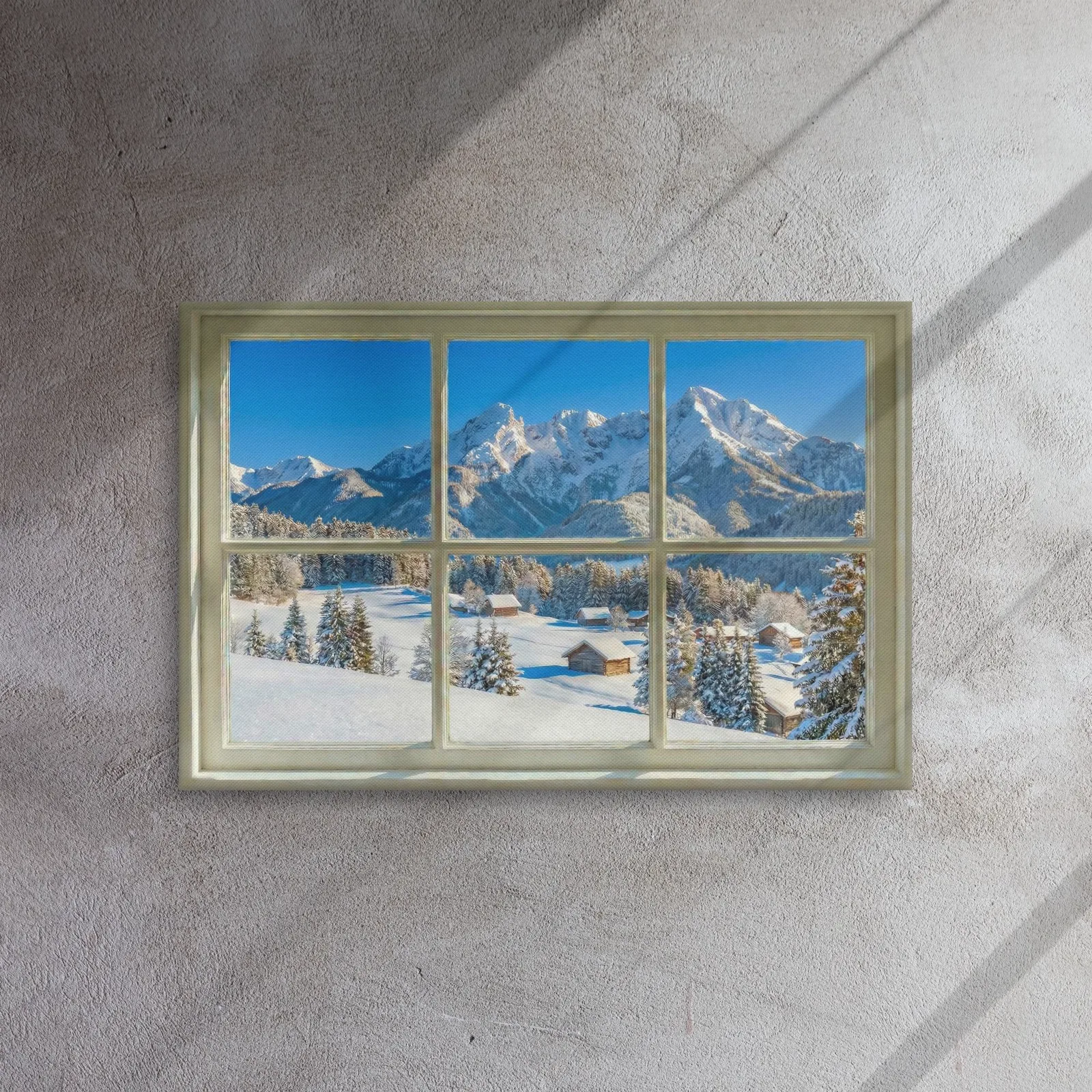 Thin Canvas Snowy Mountain Window View: Winter Mountain Decor Wall Art, photo 4