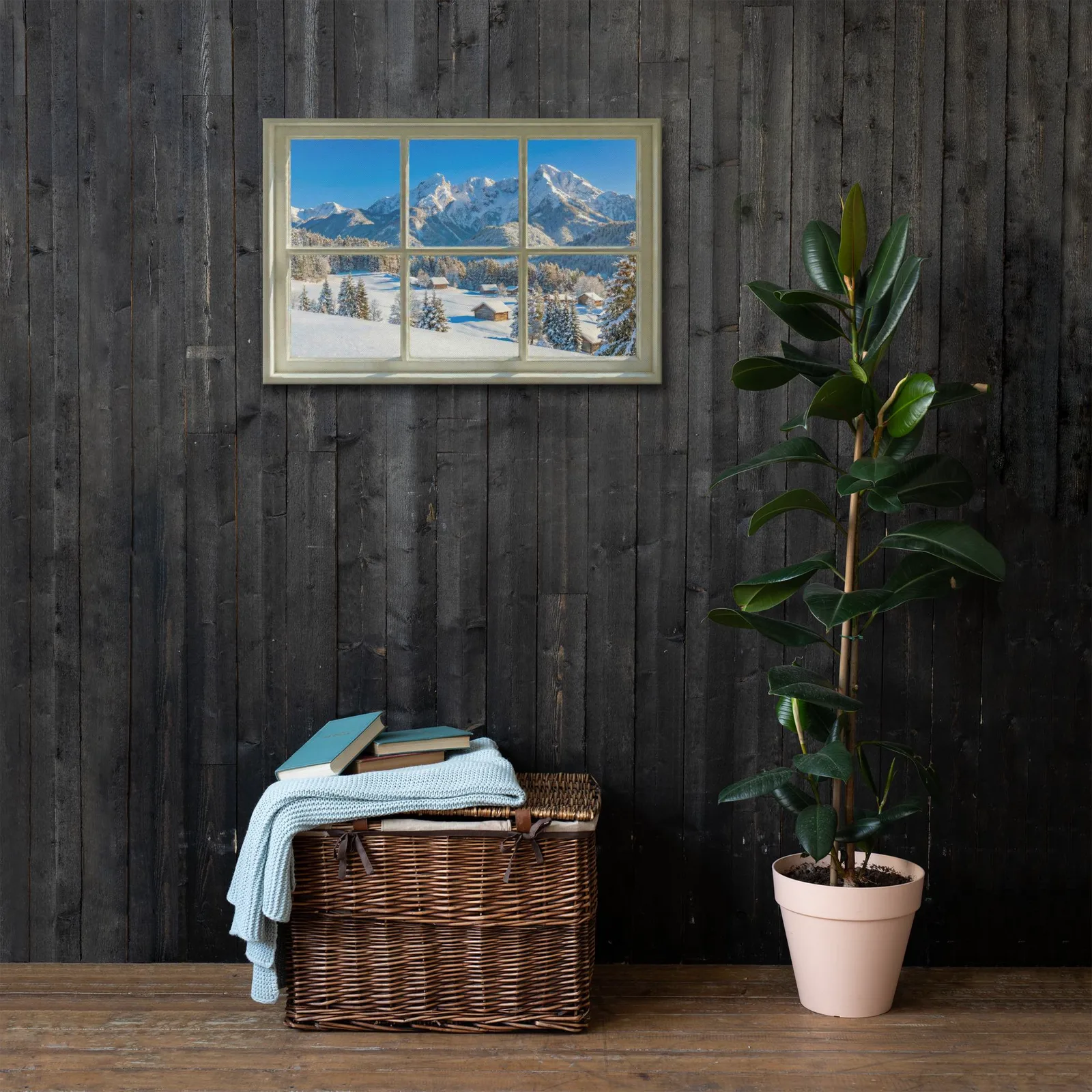Thin Canvas Snowy Mountain Window View: Winter Mountain Decor Wall Art, photo 6