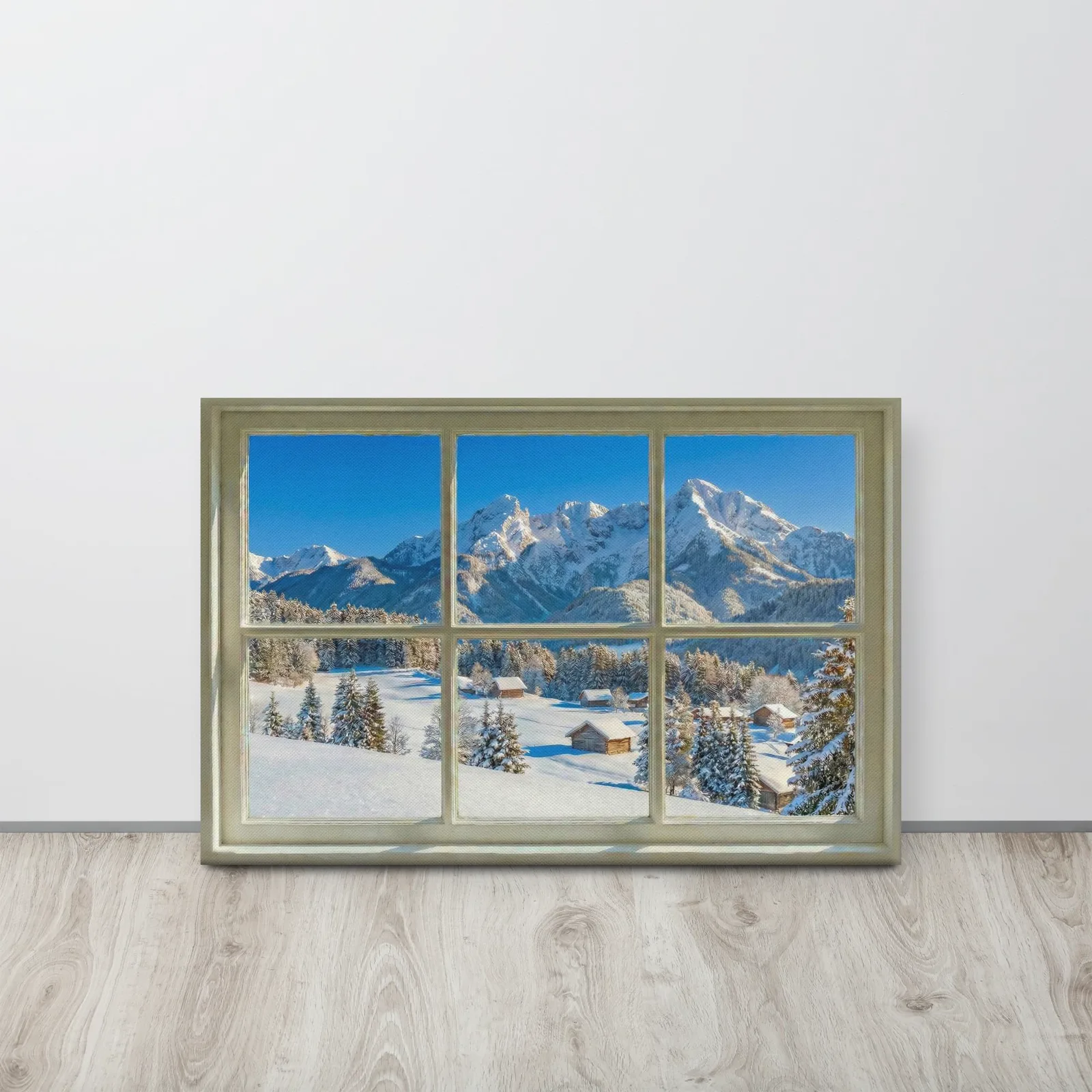 Thin Canvas Snowy Mountain Window View: Winter Mountain Decor Wall Art, photo 8