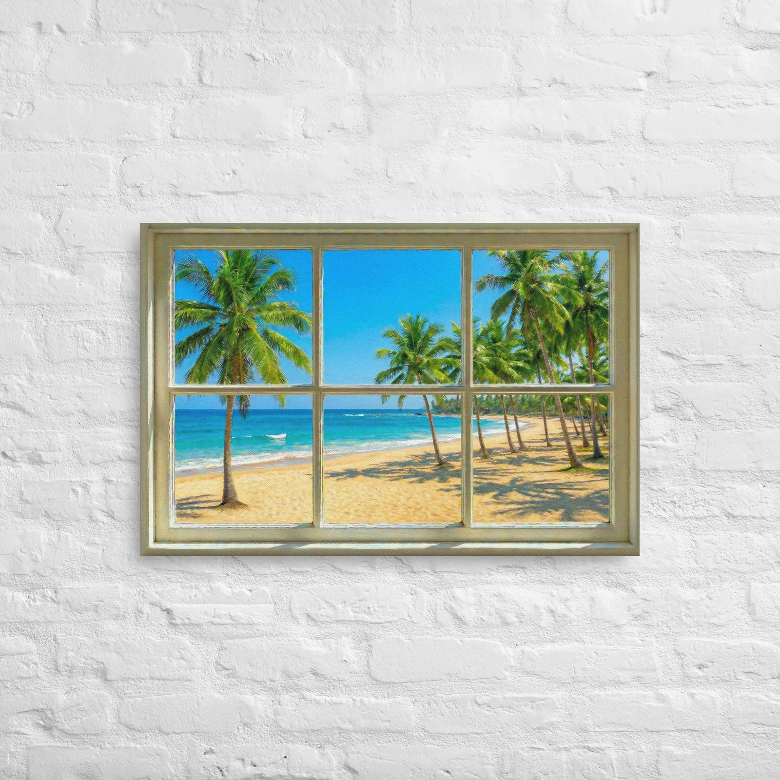 Thin canvas Tropical Beach Window View : Ocean View Decor Wall Art