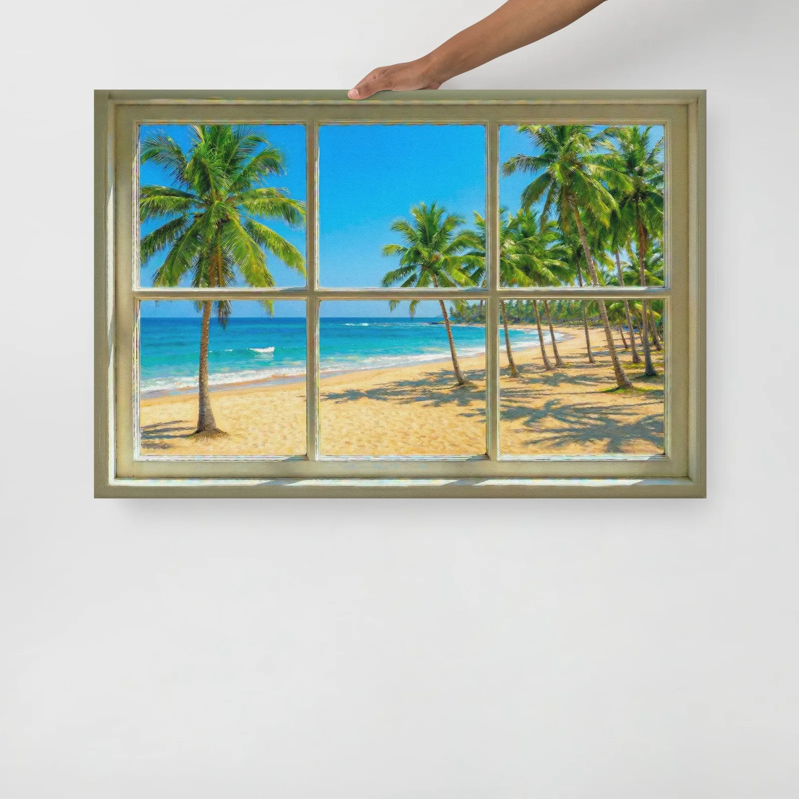 Thin canvas Tropical Beach Window View : Ocean View Decor Wall Art, photo 7