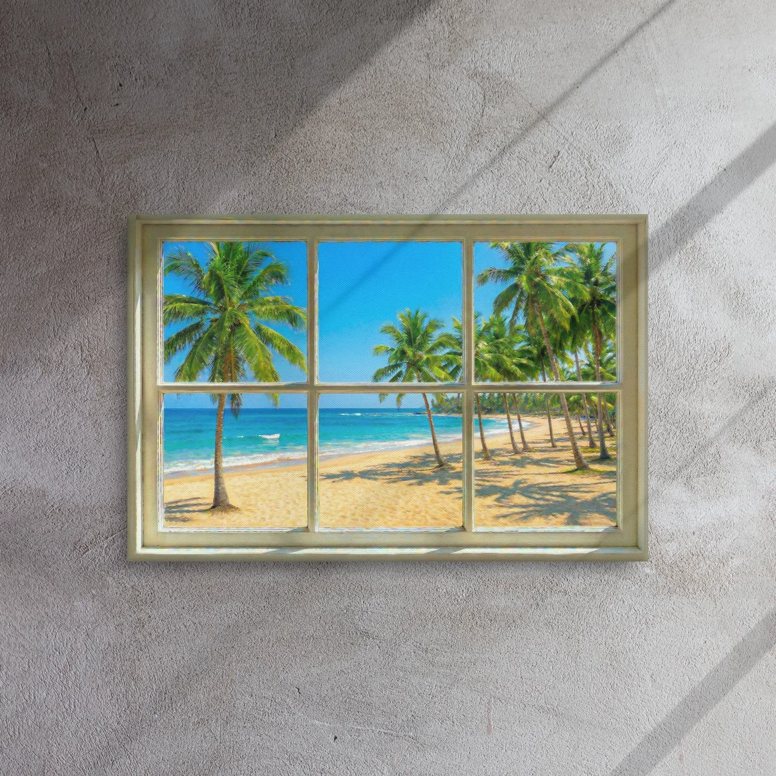 Thin canvas Tropical Beach Window View : Ocean View Decor Wall Art, photo 8