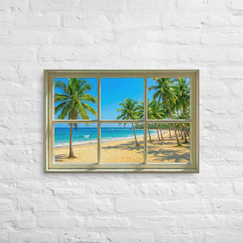 Thin canvas Tropical Beach Window View : Ocean View Decor Wall Art