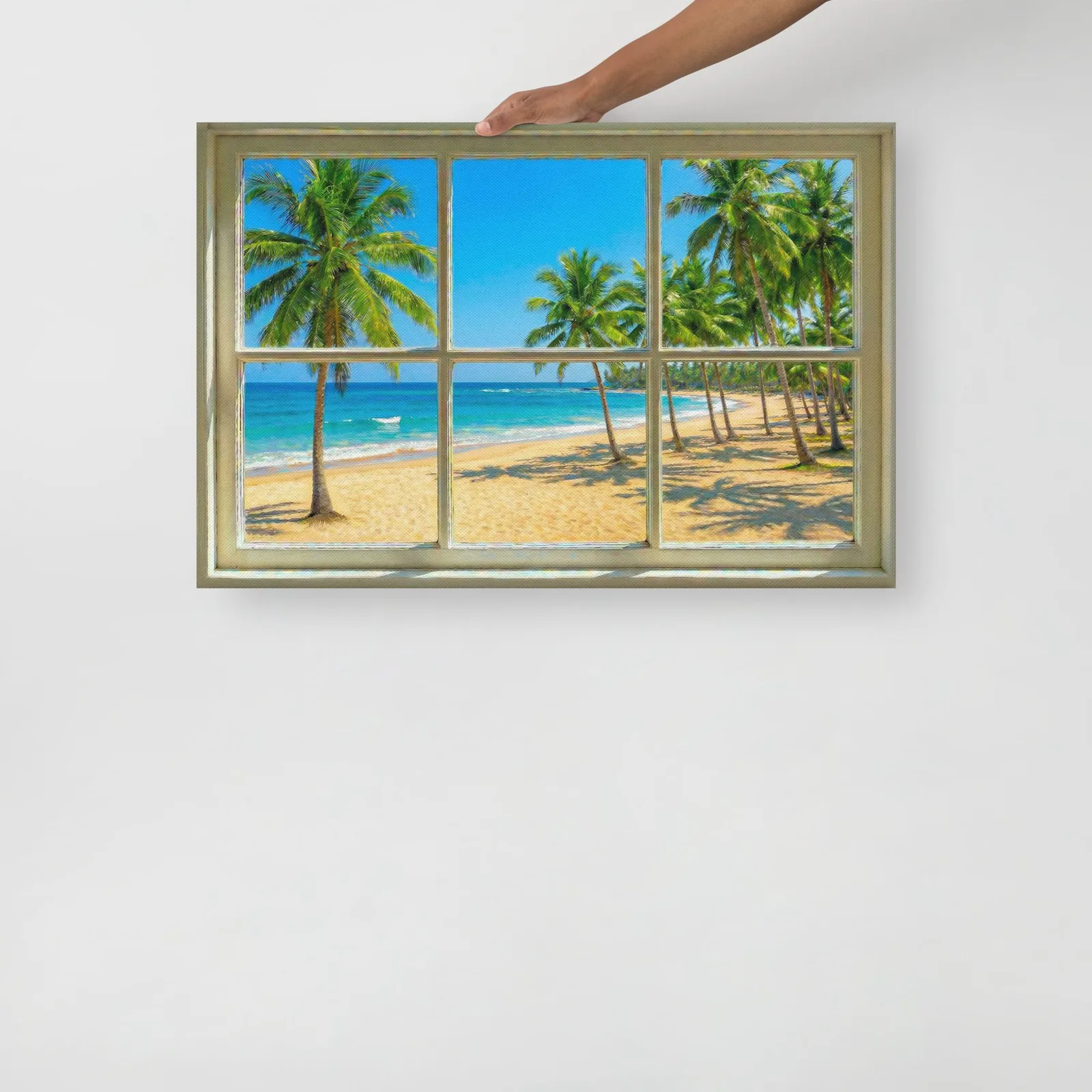 Thin canvas Tropical Beach Window View : Ocean View Decor Wall Art, photo 6