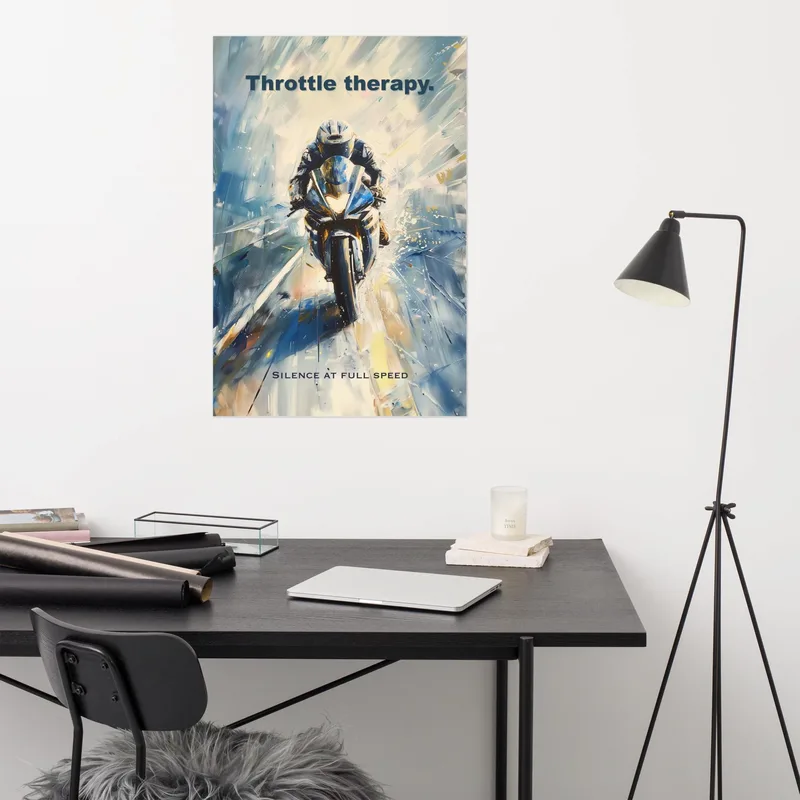 Throttle Therapy Poster: Motorcyclist Racing Wall Art