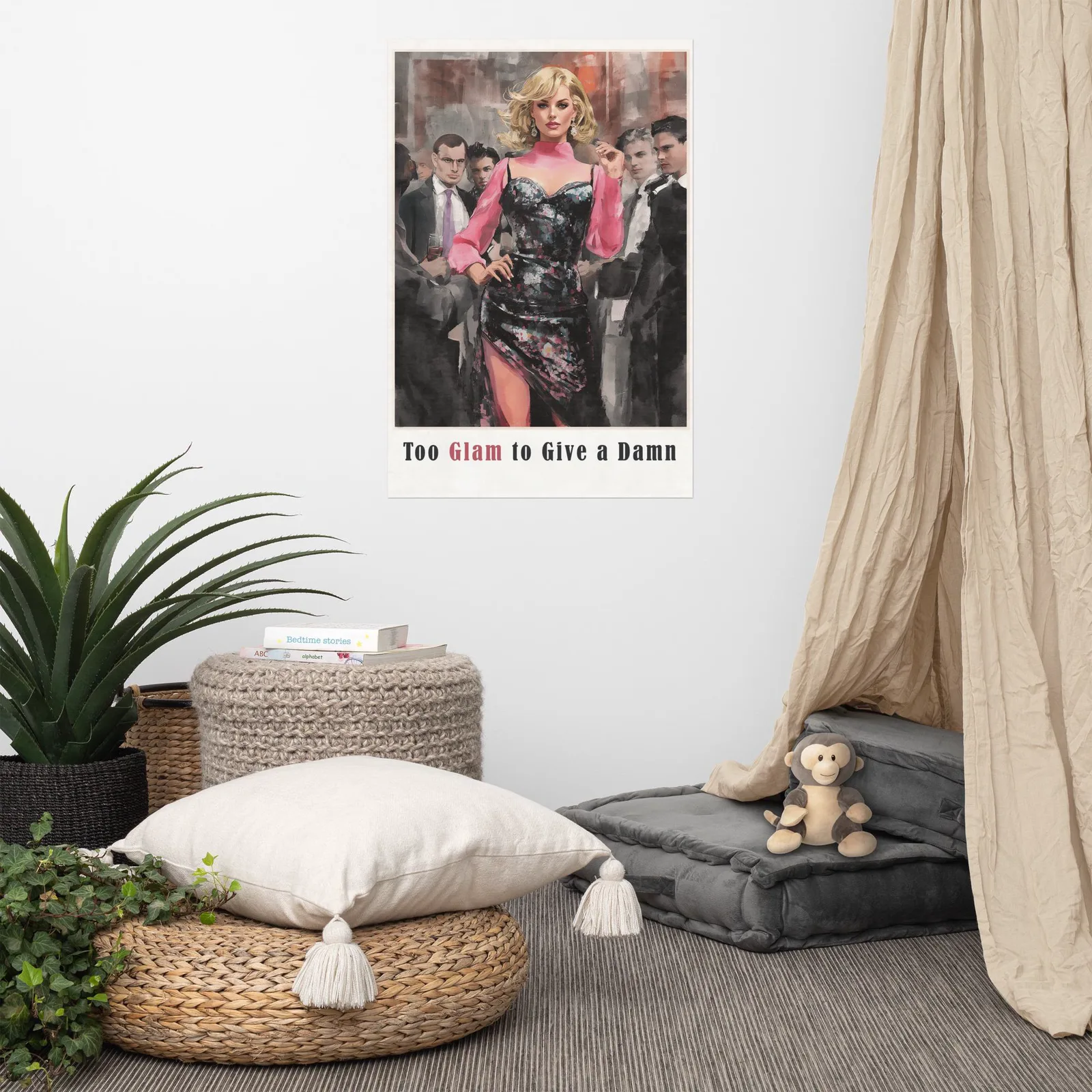 Too Glam to Give a Damn Poster: Retro Fashion Wall Art, photo 6