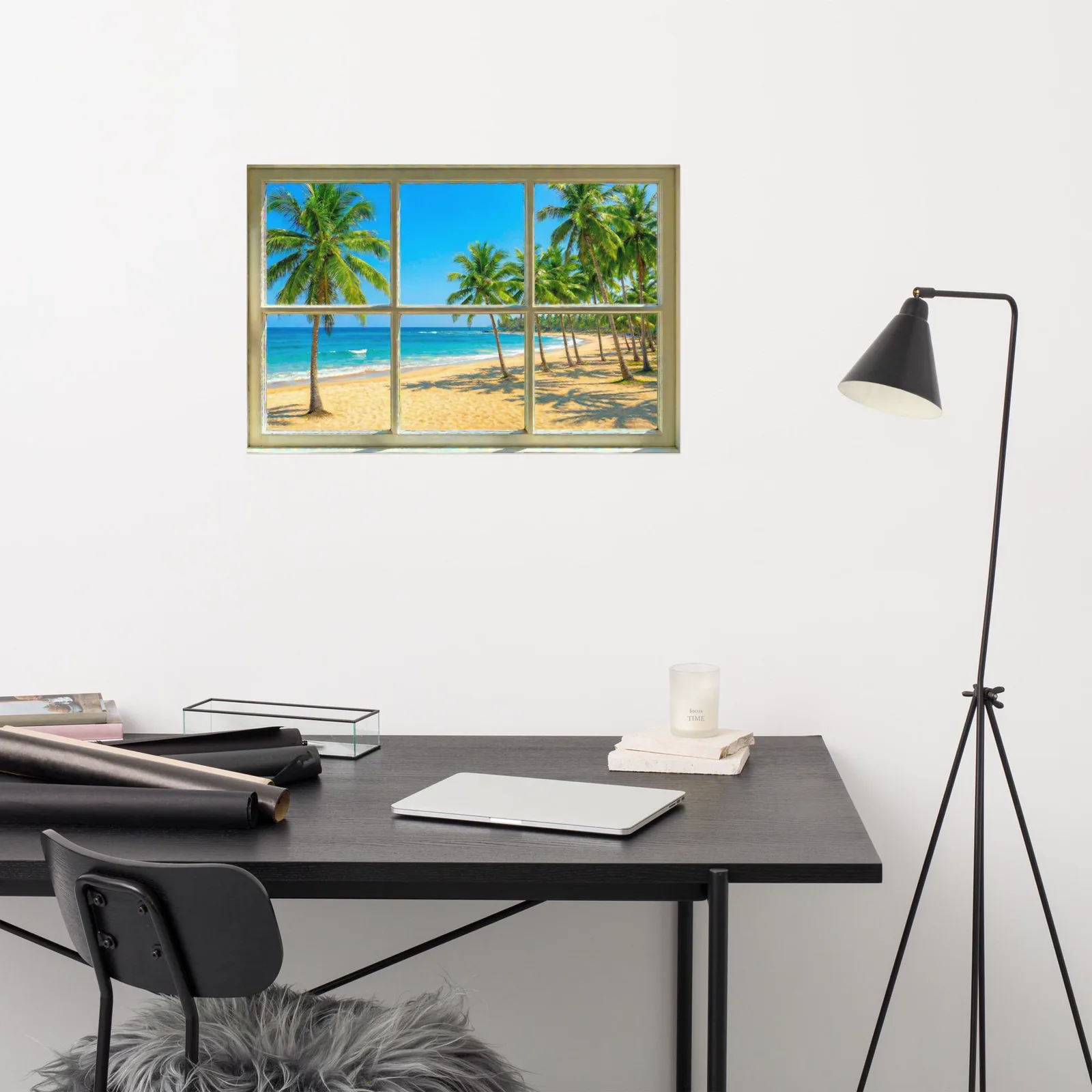 Tropical Beach Faux Window Poster: Ocean View Illusion Wall Art, photo 8