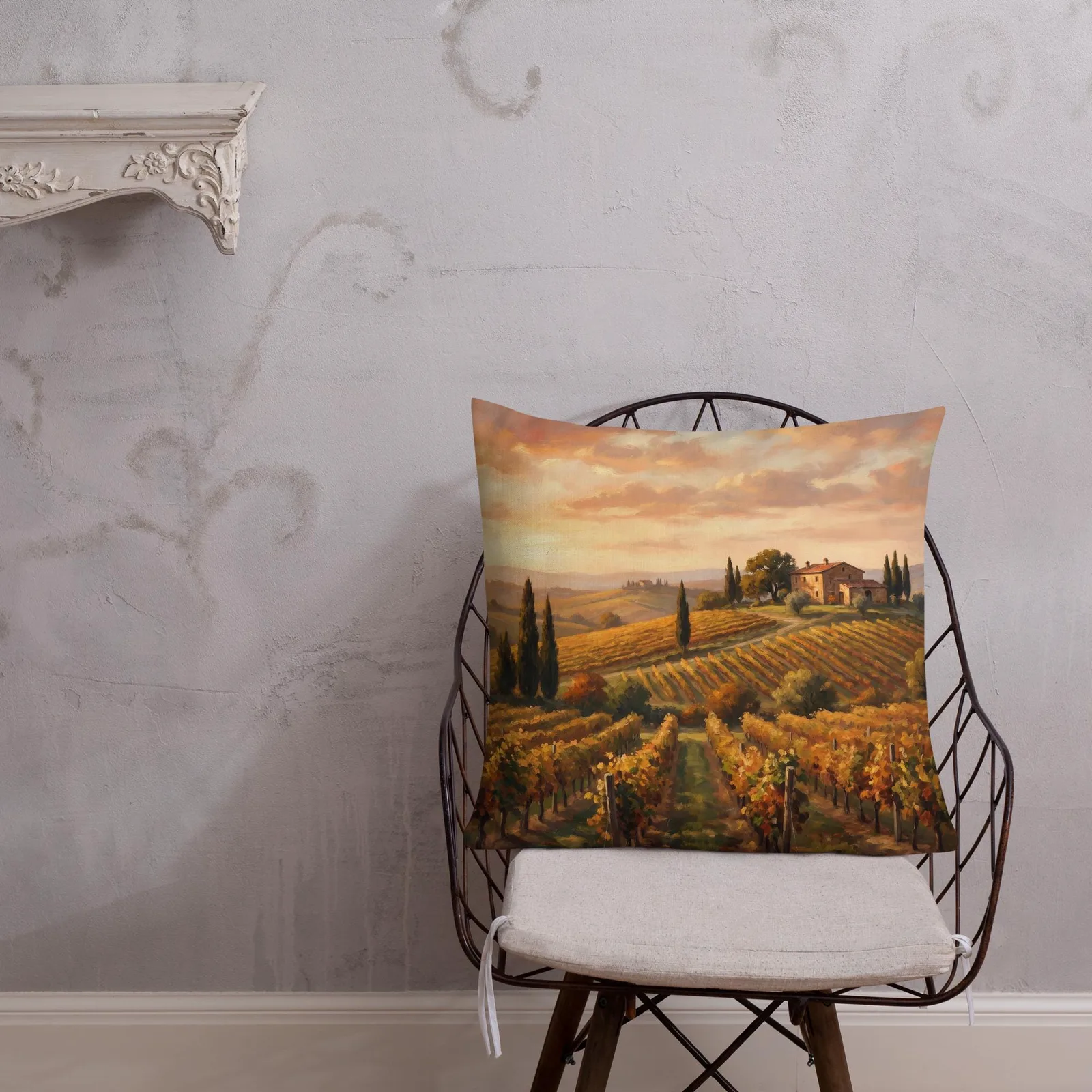 Tuscan Vineyard Throw Pillow: Italian Countryside Decor Cushion, photo 7