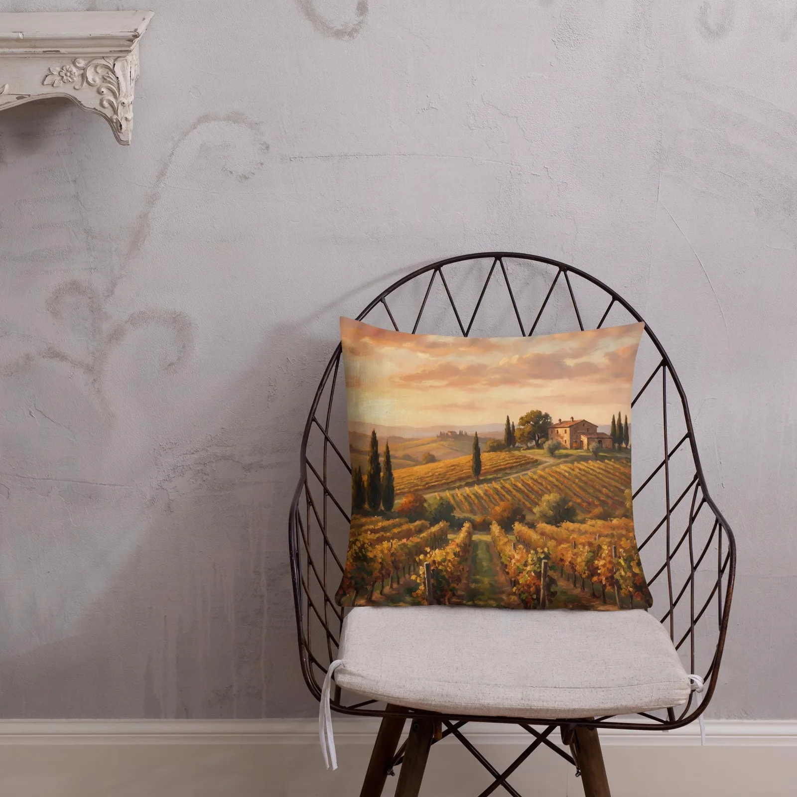 Tuscan Vineyard Throw Pillow: Italian Countryside Decor Cushion, photo 6