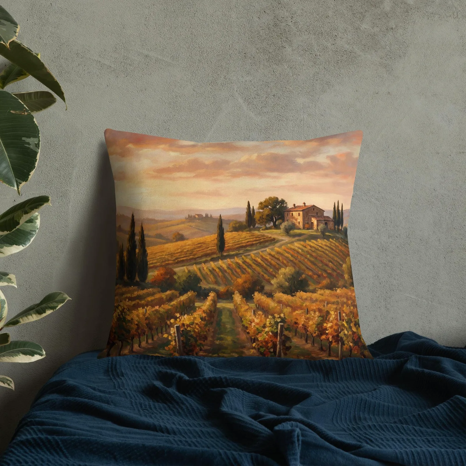Tuscan Vineyard Throw Pillow: Italian Countryside Decor Cushion, photo 3