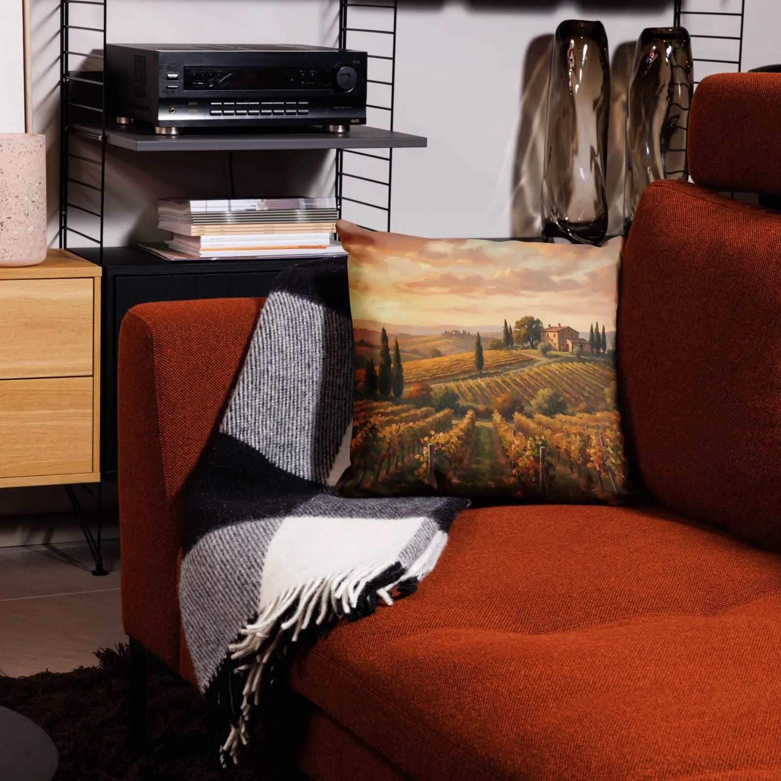 Tuscan Vineyard Throw Pillow: Italian Countryside Decor Cushion, photo 8