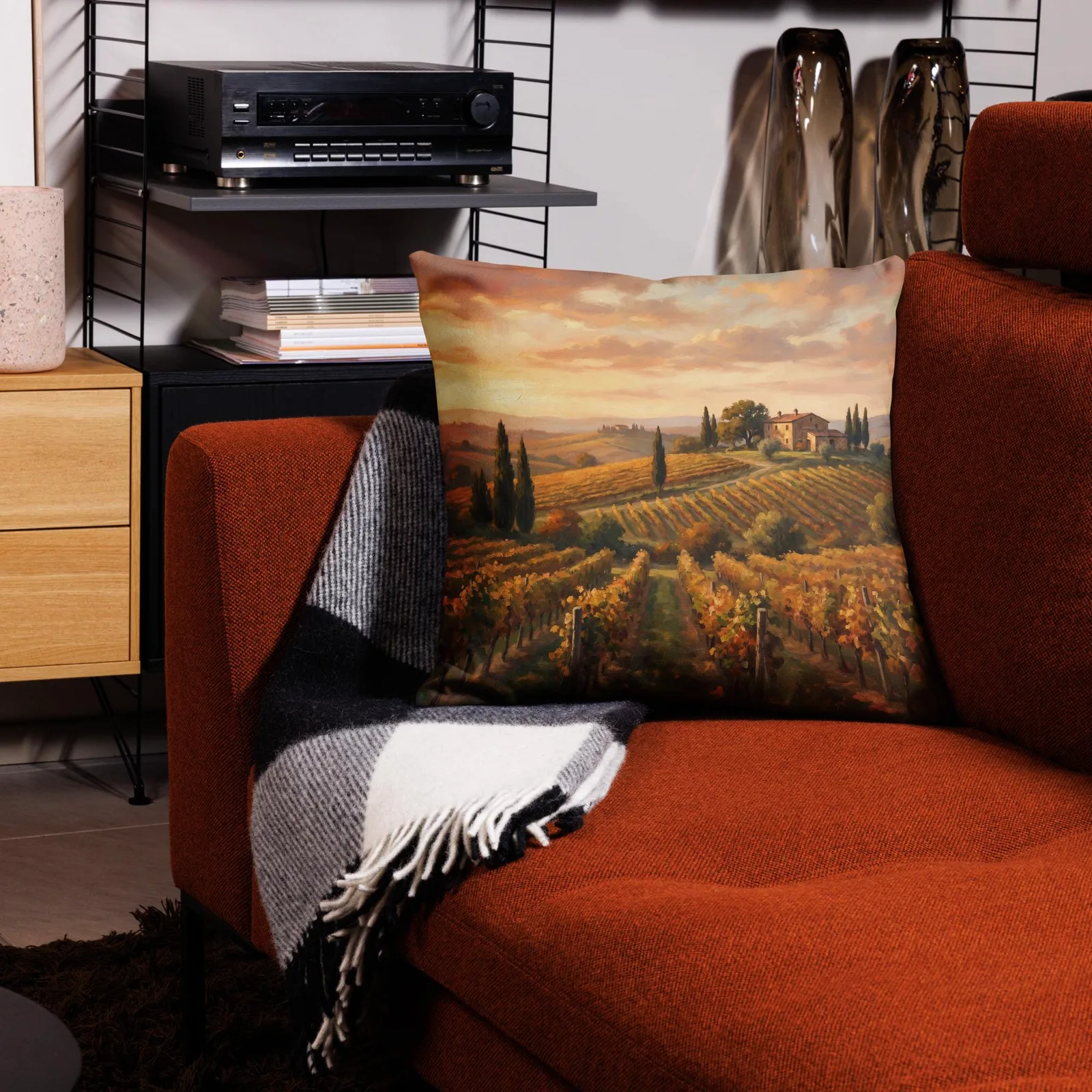 Tuscan Vineyard Throw Pillow: Italian Countryside Decor Cushion, photo 9