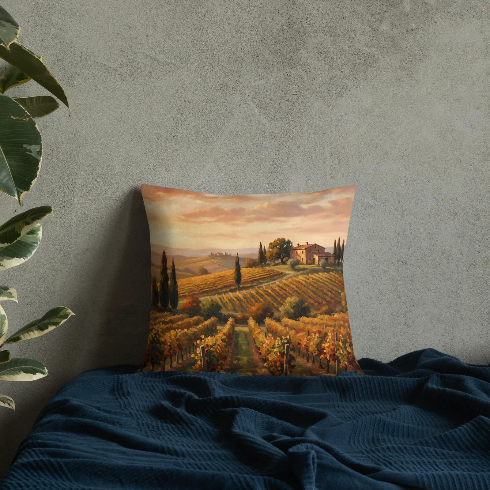 Tuscan Vineyard Throw Pillow: Italian Countryside Decor Cushion, photo 2